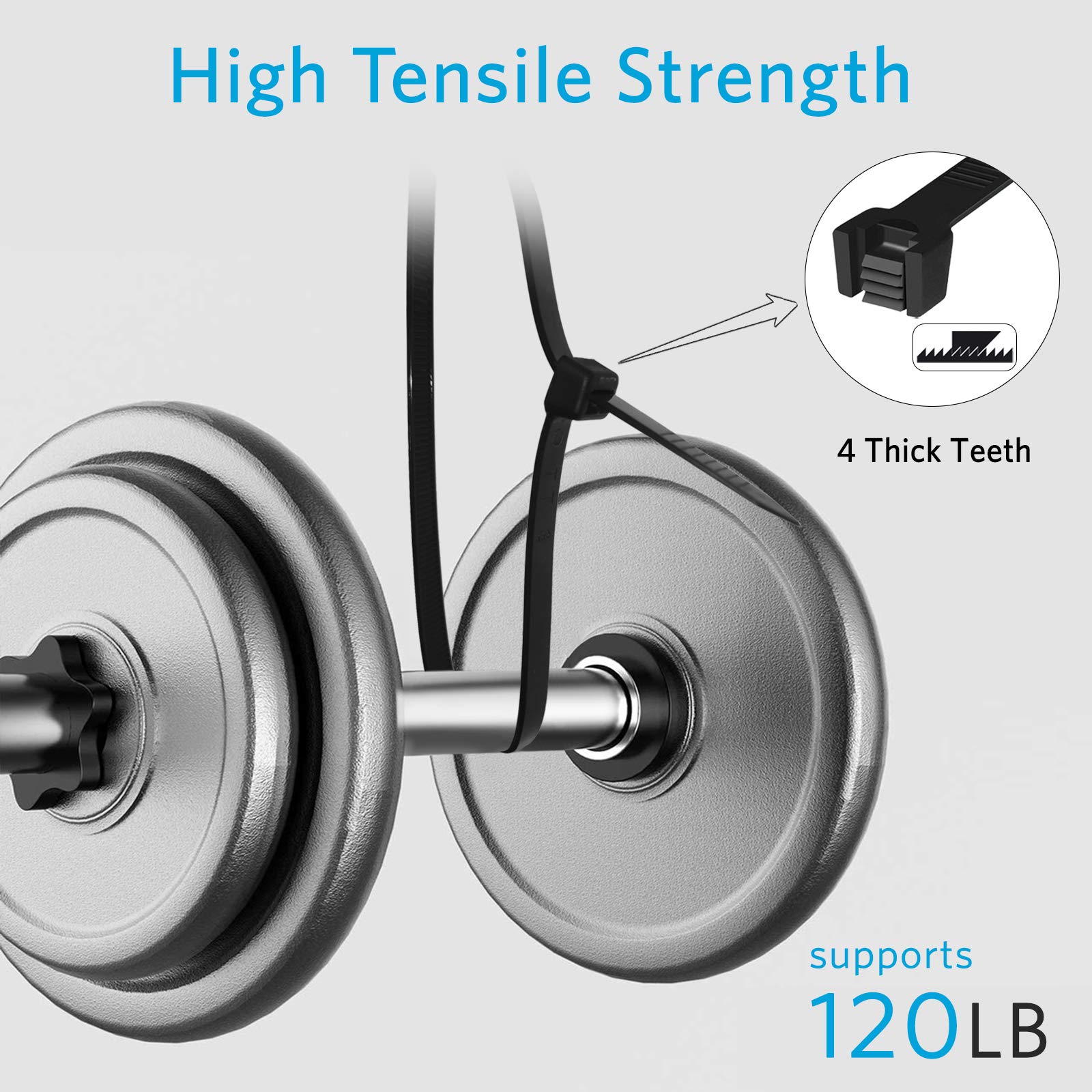 Heavy Duty 12-Inch Zip Ties - 120 lbs Tensile Strength, Black Cable Ties (500 Pack) by Karoka - Perfect for Home Organization, DIY Projects & Industrial Use