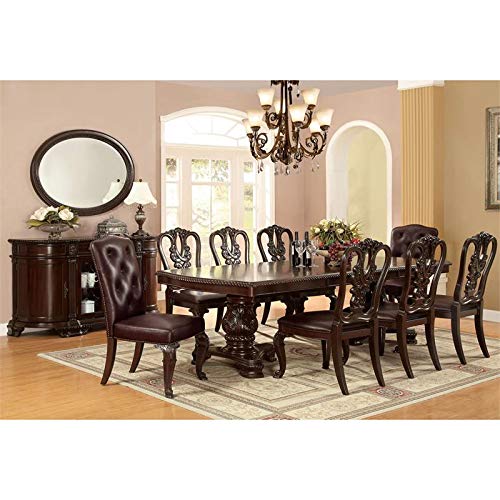 Furniture of America Ramsaran Solid Wood Extendable Dining Table - Brown Cherry Finish | Perfect for Family Gatherings & Dinner Parties