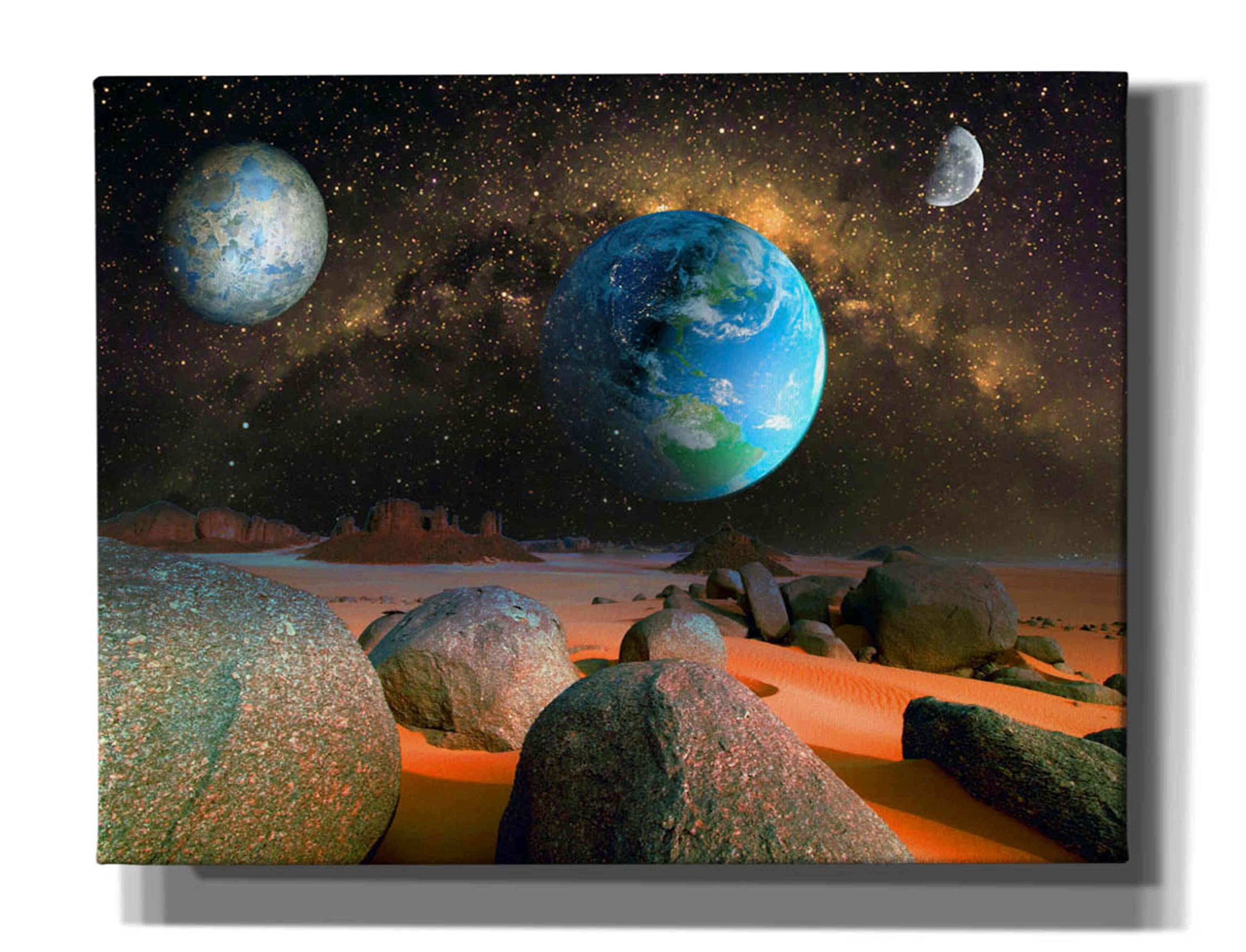 Epic Graffiti 'Planets' by Ata Alishahi - Premium Giclee Canvas Wall Art Print 34x26 Inches - Modern Home & Office Decor for Living Room, Bedroom or Gallery Display