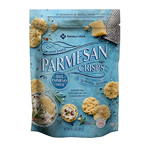 Member's Mark Oven Baked Parmesan Crisps - 2 Pack (9.5 oz) | Gluten-Free Keto Snacks for Parties, Salads & Low-Carb Diets