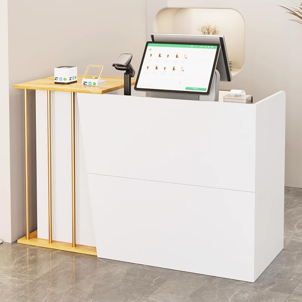 Small Salon Reception Desk with Counter - Compact Front Desk for Retail, Beauty Salons & Convenience Stores - Simple Checkout Counter for Supermarkets, Clothing Shops & Milk Tea Stores - Office & Business Use