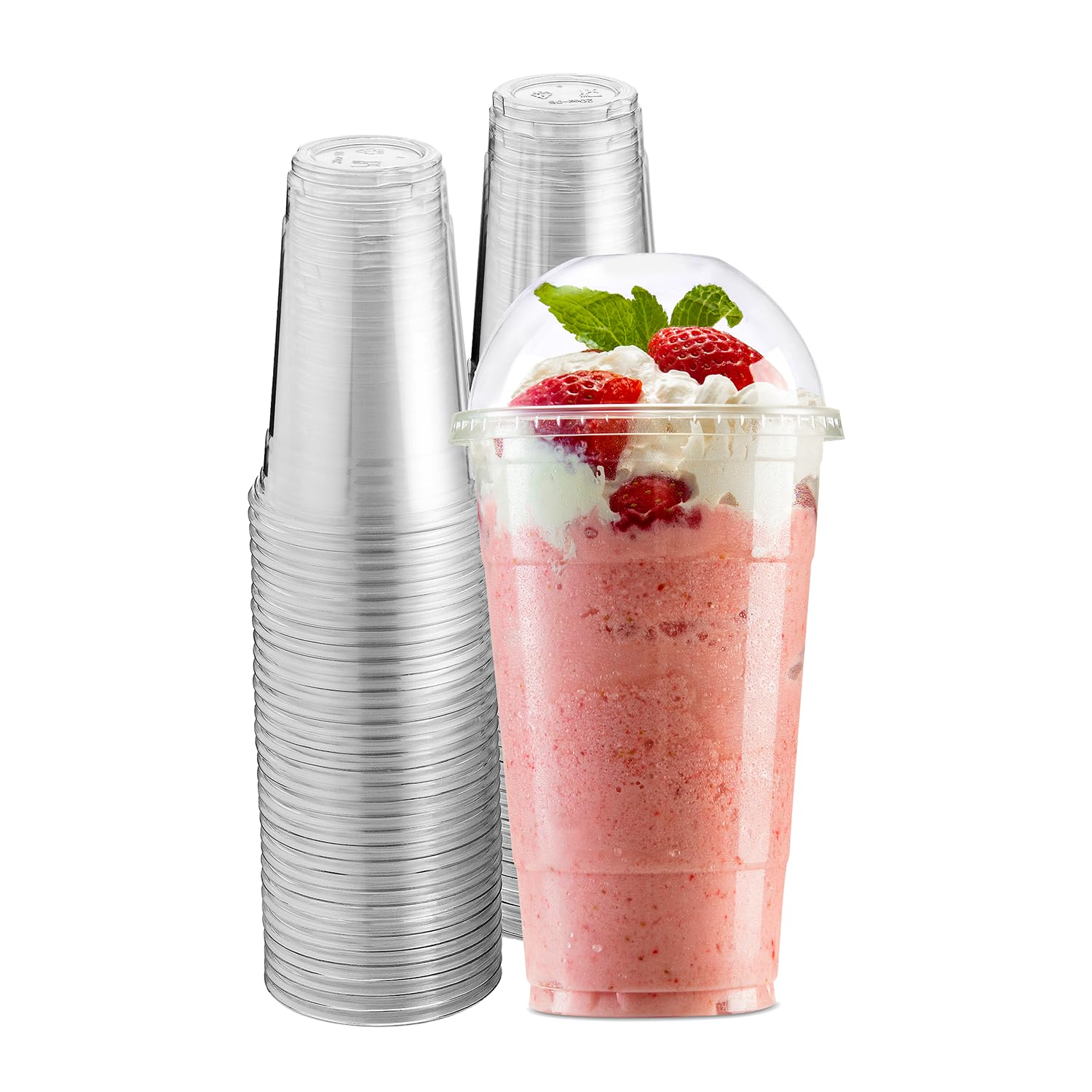 20 oz Disposable Plastic Cups with Lids - 6 Packs of 100 | Clear Party Cups for Cold Drinks, Bubble Tea, Iced Coffee, Smoothies & Boba | Perfect for Parties, Events, Cafes & Takeout