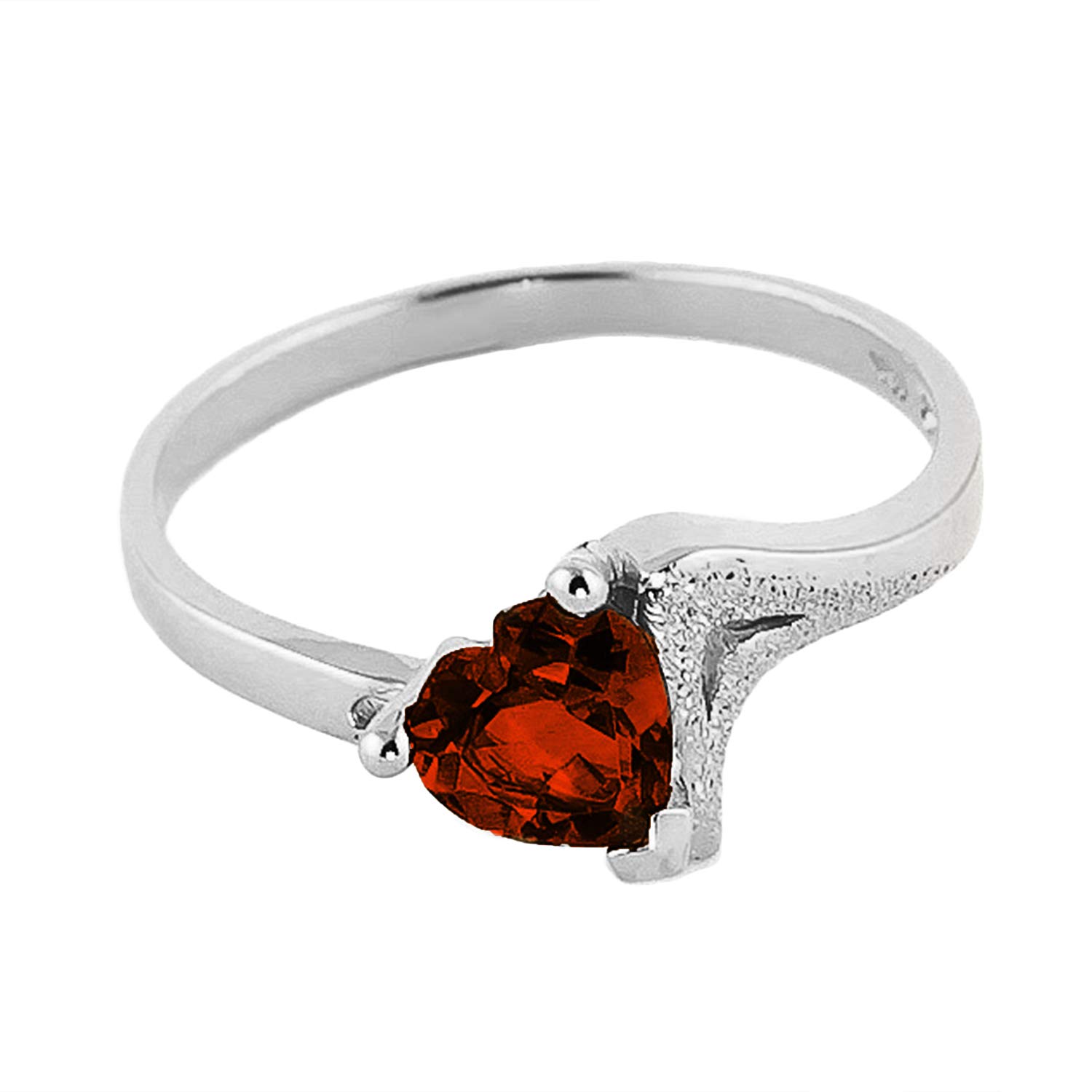 14K Solid White Gold Heart-Shaped Garnet Ring for Women - Elegant Valentine's Day Gift, Anniversary Jewelry & Romantic Proposal Ring