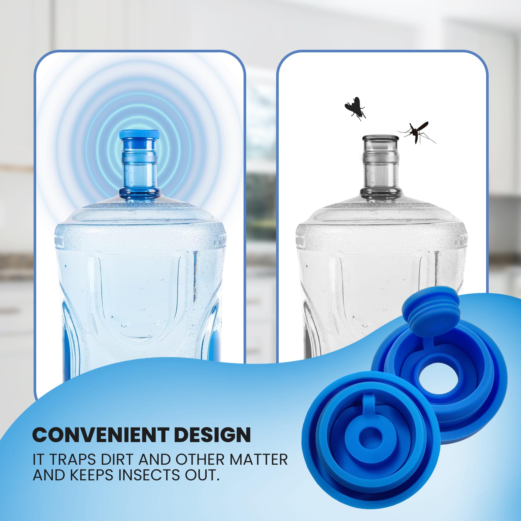 5 Gallon Silicone Water Jug Cap - Reusable Leak-Proof Lid for Plastic Bottles - Perfect for Camping, Home Storage & Emergency Prep