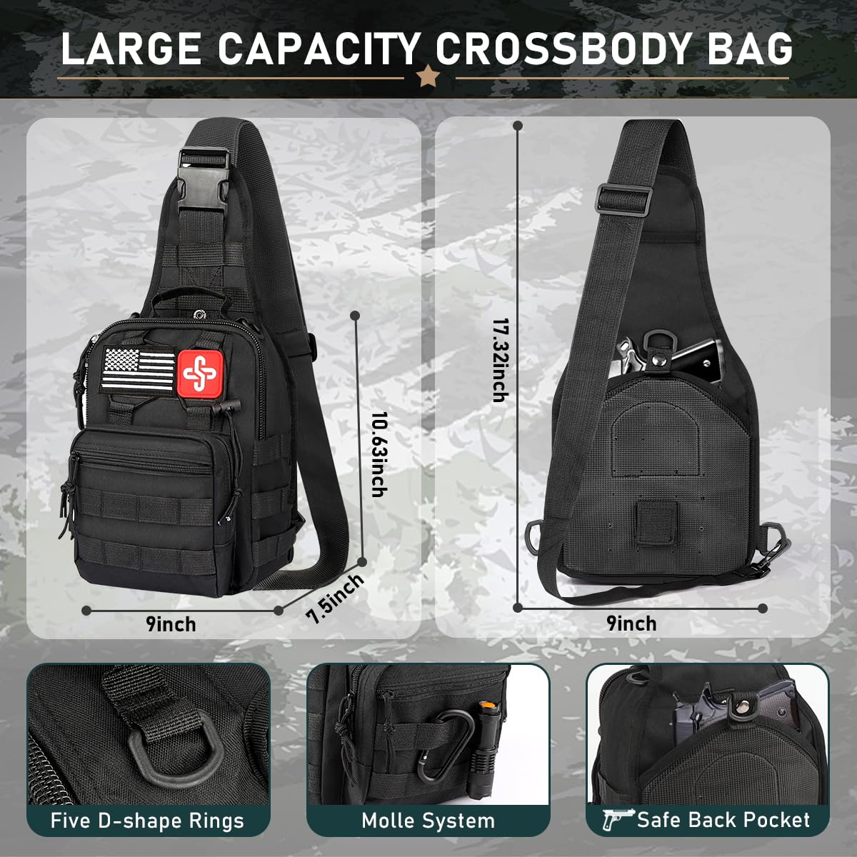 262Pcs Survival Kit with First Aid, Emergency Tent & Camping Tools - Portable Crossbody Bug Out Bag for Outdoor Adventures, Hiking, Camping & Disaster Preparedness (Gift for Men & Women)