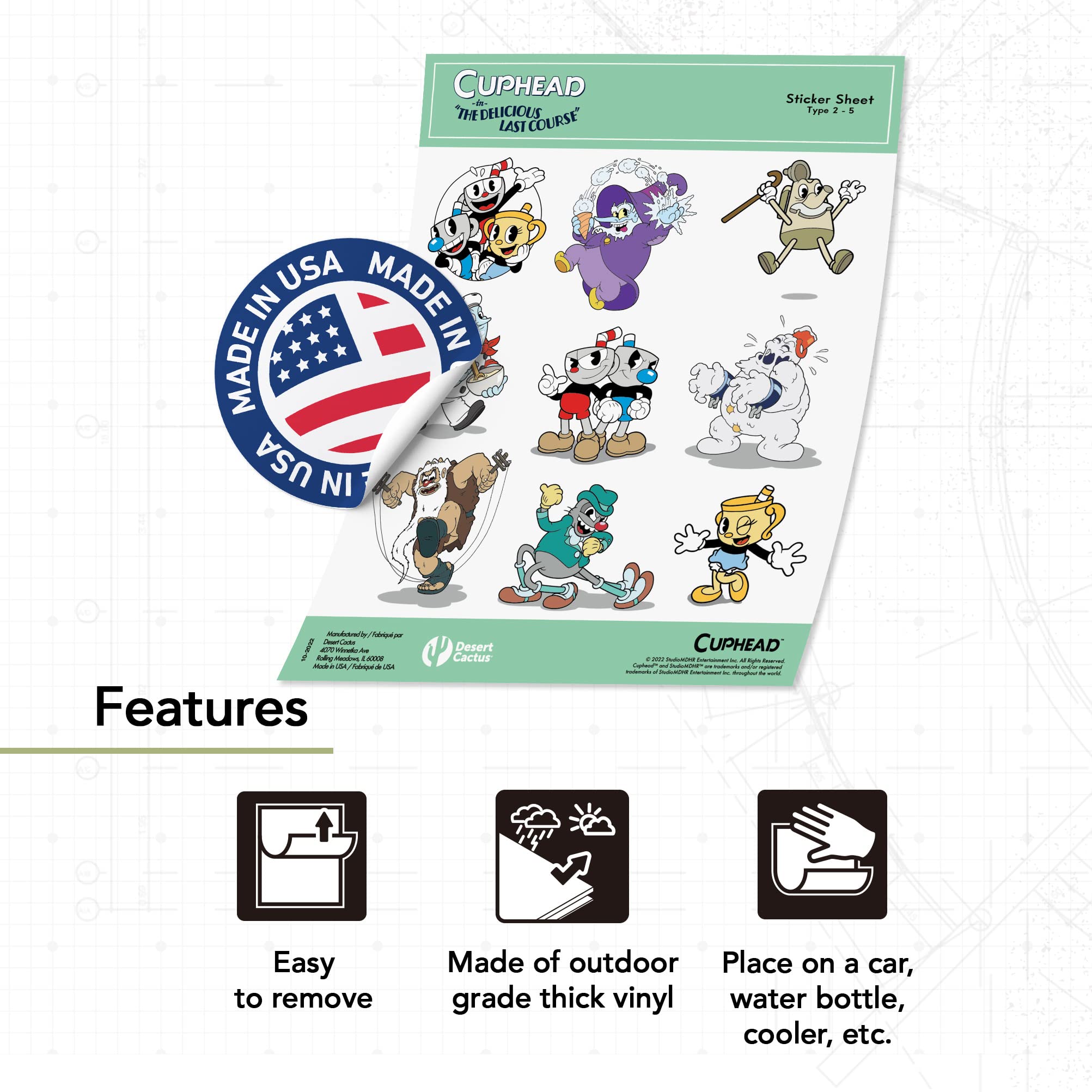 Cuphead Stickers - 50 Pack Vinyl Decals for Laptop, Water Bottle, Car, Scrapbook - Waterproof & Durable - Perfect for DIY Crafts, School Supplies, and Home Decor (Version 5)