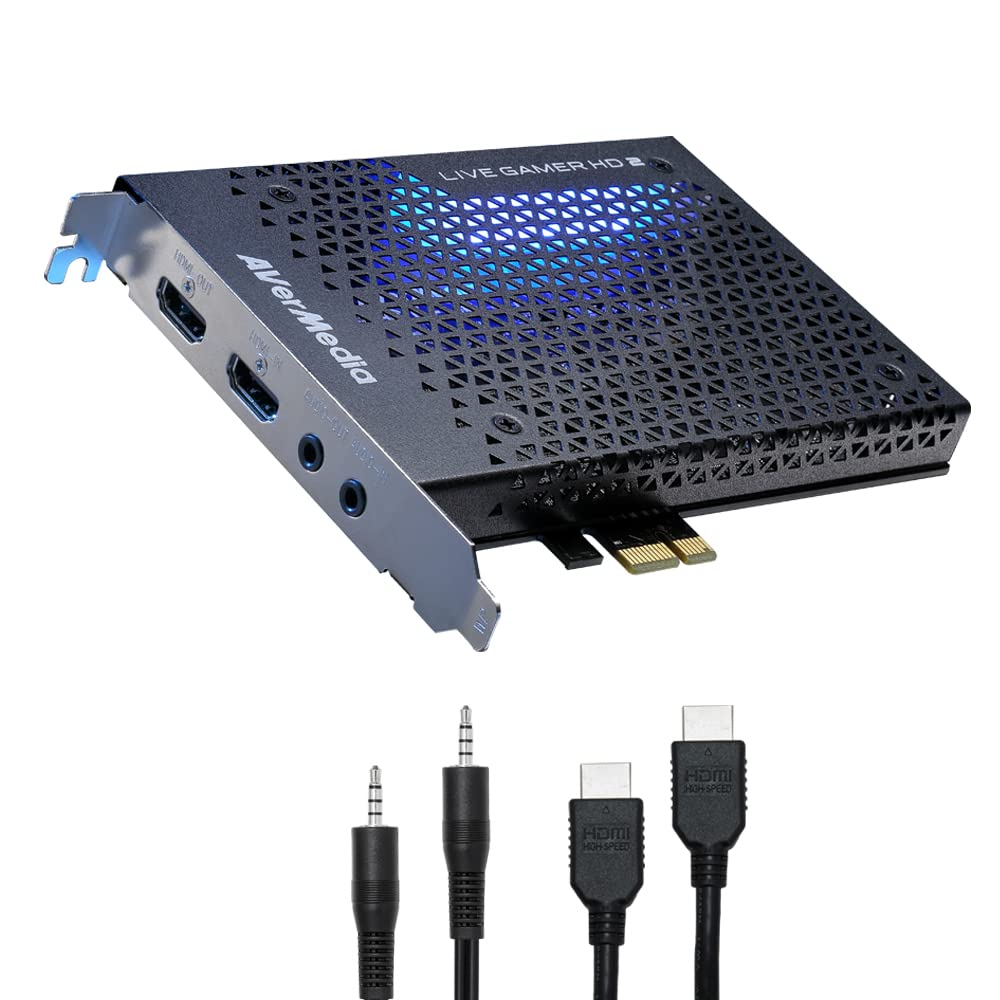 AVerMedia Live Gamer HD 2 GC570 PCIe Internal Game Capture Card - 1080p 60fps Recording & Streaming for Xbox Series X/S, PS5, Nintendo Switch, PC - Multi-Card Support & Ultra-Low Latency Pass-Through | Perfect for Professional Gamers & Content Creators