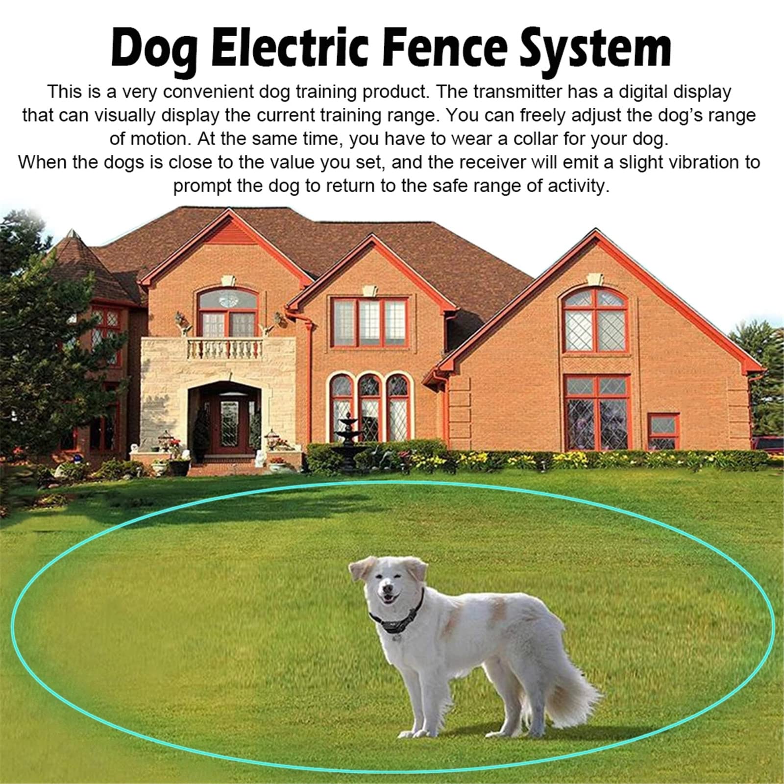 Wireless Dog Fence - Safe & Effective Pet Containment System with Vibration/Shock Modes, Waterproof Rechargeable Training Collar & Remote Control - Harmless for All Dogs - Perfect for Backyard, Park & Outdoor Training