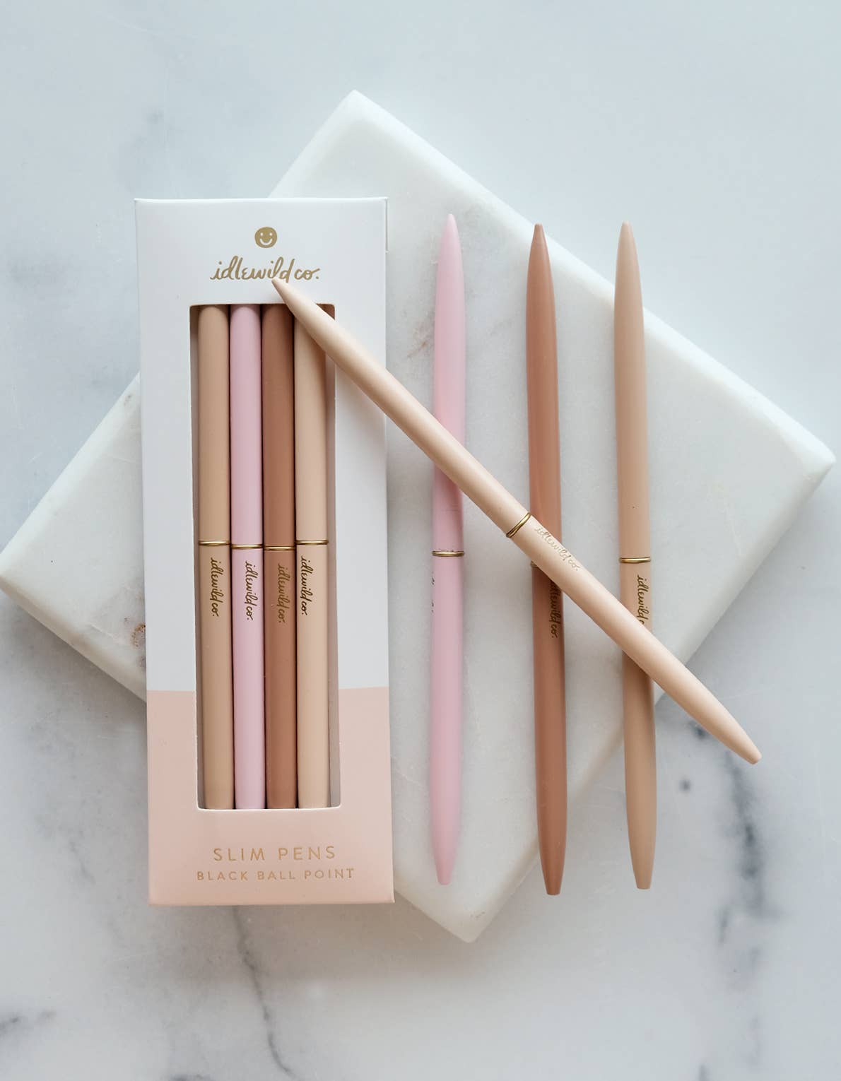 Spectrum Nude Blush Slim Pens Set - 12 Pack Fine Point Retractable Ballpoint Pens for Office, School & Note Taking - Elegant Pastel Writing Pens for Journaling, Planner & Gift Giving