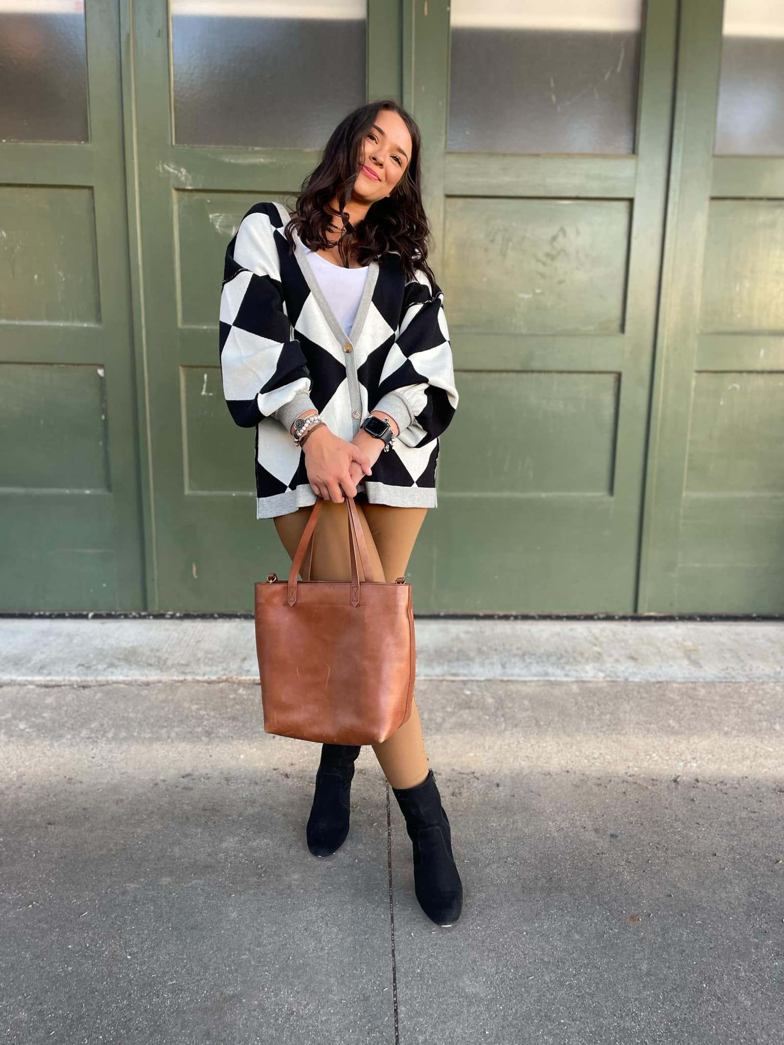 PREORDER: Black Checkers Contrast Trim Cardigan for Women | Stylish Knit Sweater for Fall & Winter | Perfect for Office, Casual Outfits & Layering