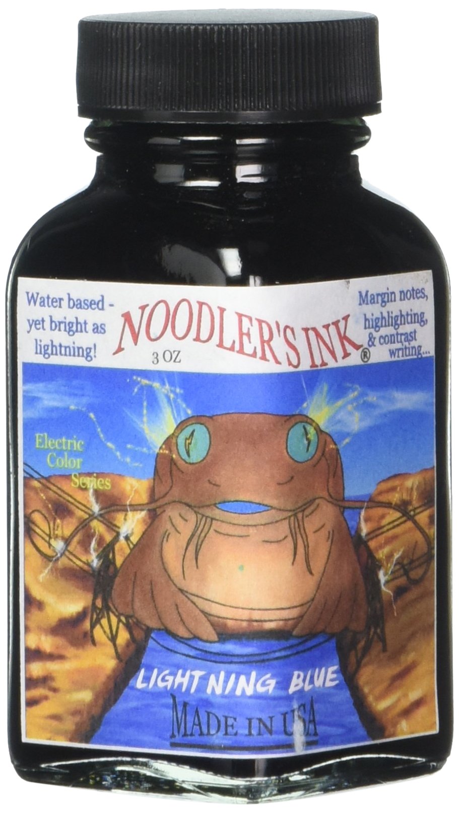 Noodler's Lightning Blue Fountain Pen Ink Bottle - 3oz Refill for Calligraphy, Journaling & Artistic Writing
