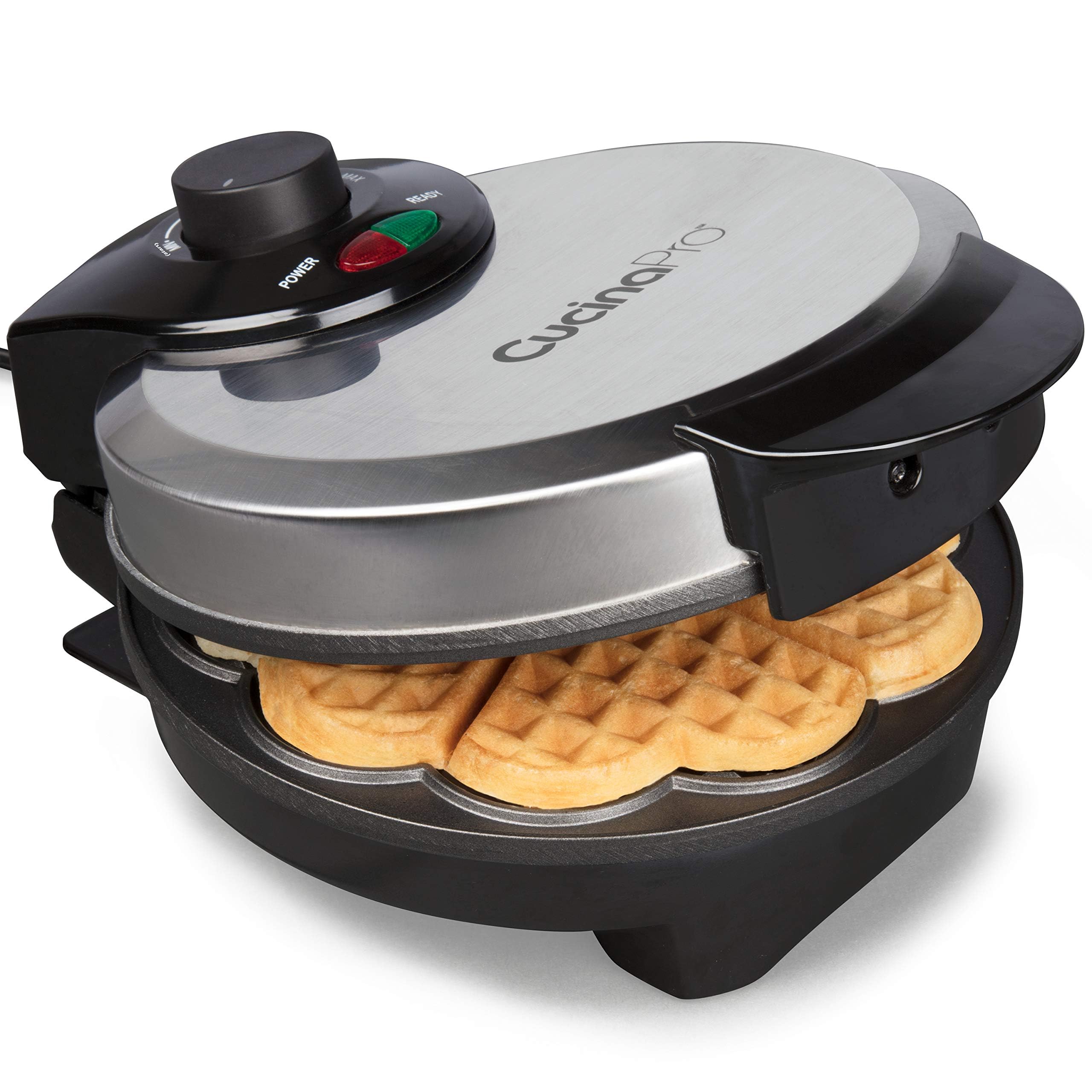 CucinaPro Heart Waffle Maker - 5 Heart Shaped Nonstick Electric Waffle Iron with Adjustable Browning Control - Perfect for Valentine's Day Breakfast, Anniversary Gifts & Romantic Brunch - Easy Clean Kitchen Appliance for Her