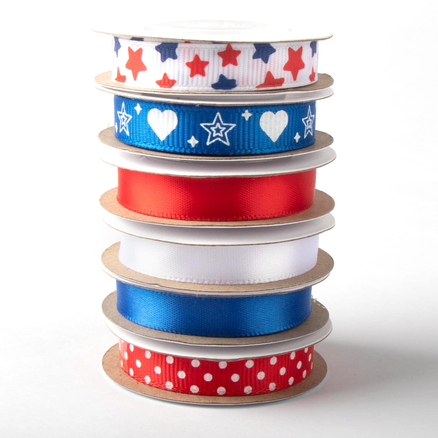 6 Rolls Patriotic Ribbon - Red White Blue Grosgrain Ribbon for 4th of July, Gift Wrapping, DIY Crafts (3/8