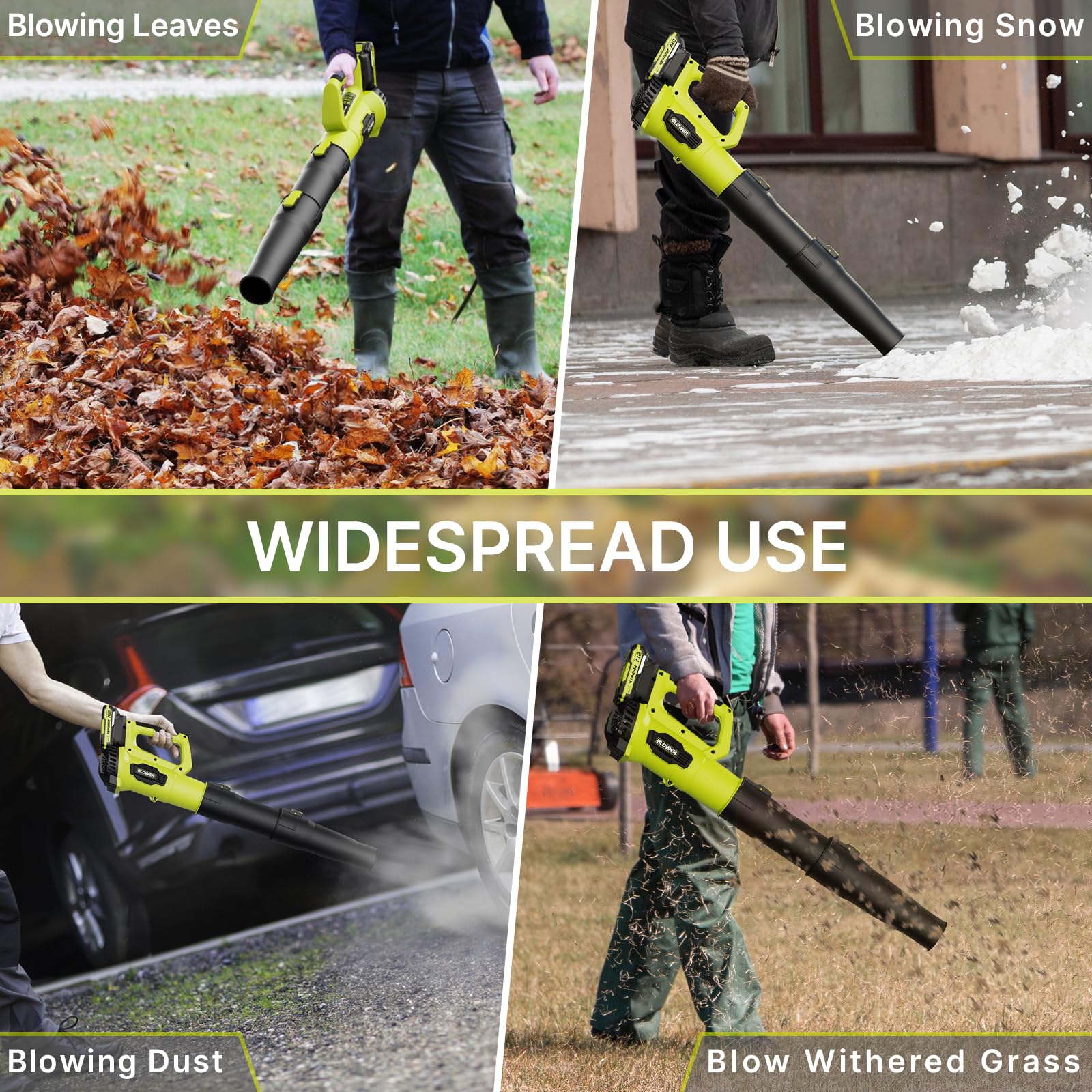 21V Cordless Leaf Blower with 2 Batteries & Charger - Lightweight Electric Leaf Blower for Patio, Lawn, Driveway - Perfect for Fall Leaves, Dust, Grass Clippings and Outdoor Cleaning