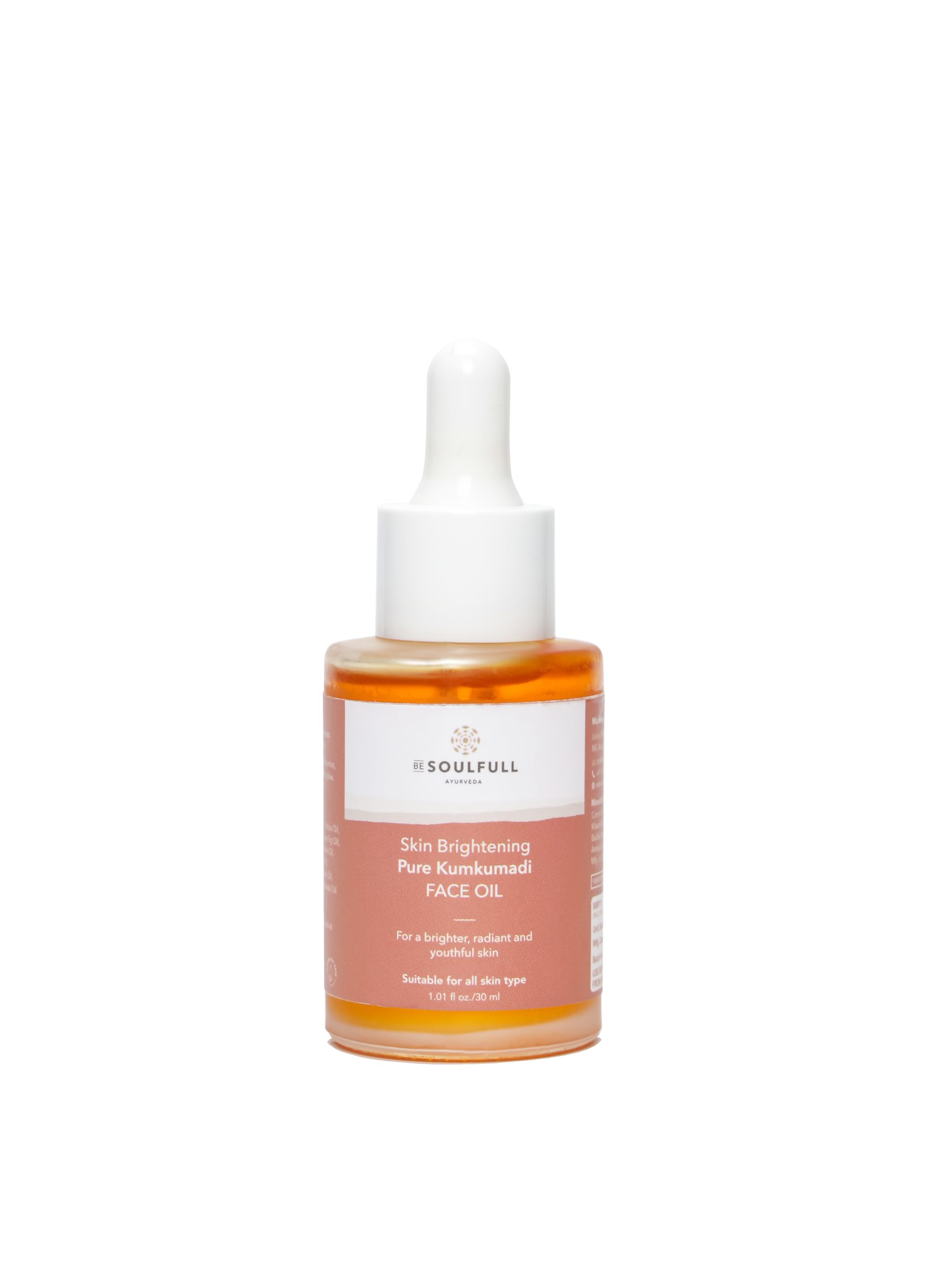 Be Soulfull Kumkumadi Face Oil - Skin Brightening & Anti-Aging Treatment for Radiant, Youthful Glow | 30ml Pure Ayurvedic Facial Oil for Daily Skincare Routine & Nighttime Regimen