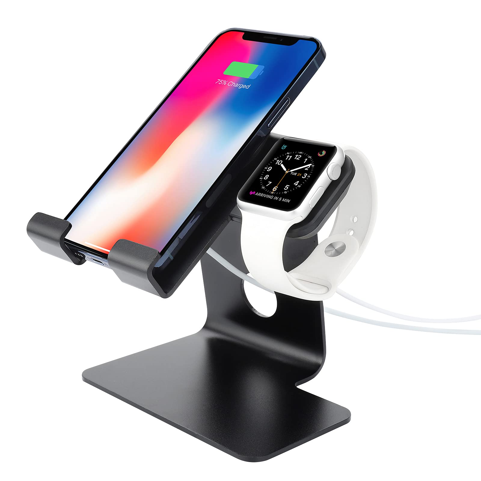 2-in-1 Magnetic Charging Stand for iPhone with MagSafe & Apple Watch - Fast Wireless Charger Dock Station for iPhone 12/13/14/15 Pro Max & All Series Apple Watch (Black) - Perfect for Bedside, Office Desk & Travel Charging