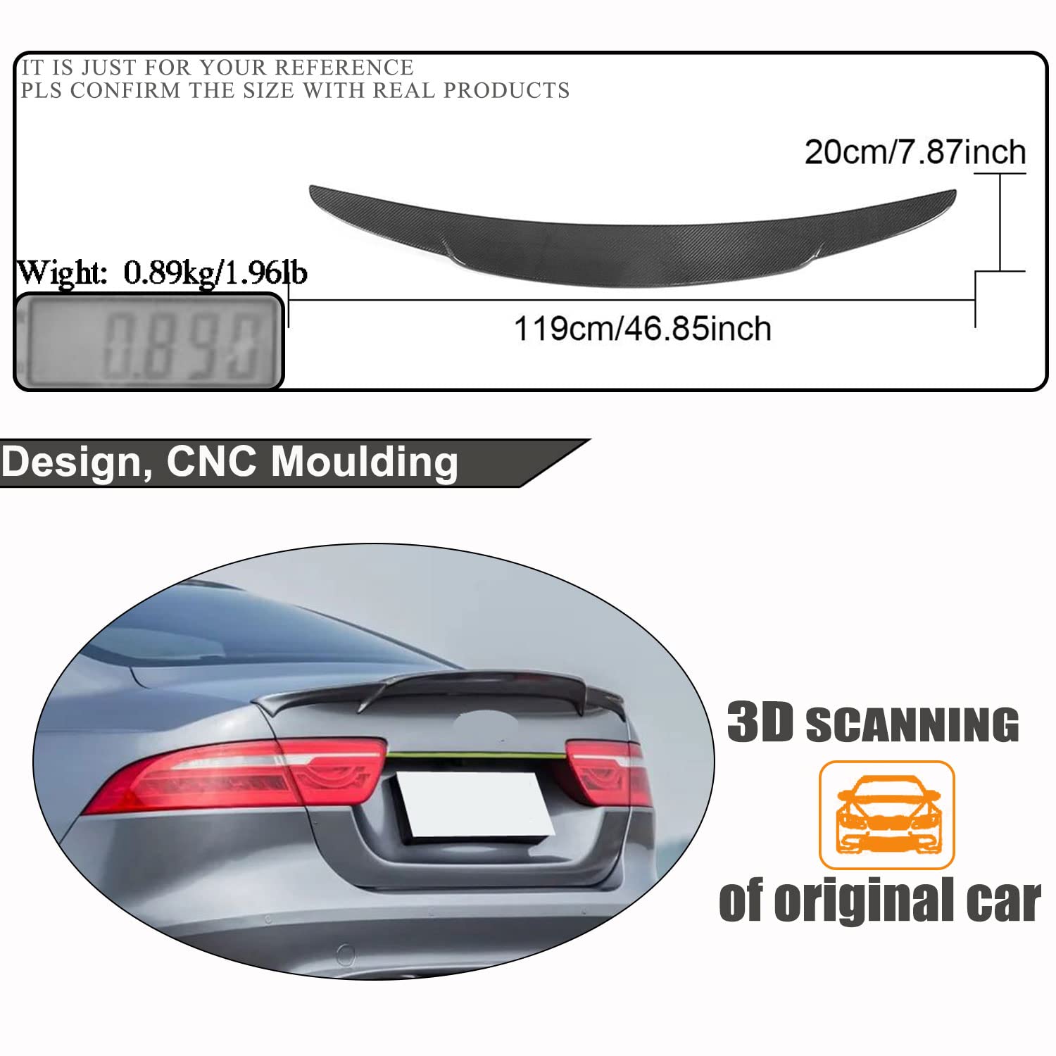 Carbon Fiber Trunk Spoiler for Jaguar XE Sedan 2015-2018 | High Kick Rear Boot Lid Wing Lip | Car Styling & Aerodynamic Upgrade | Perfect for Street Racing & Show Car Customization