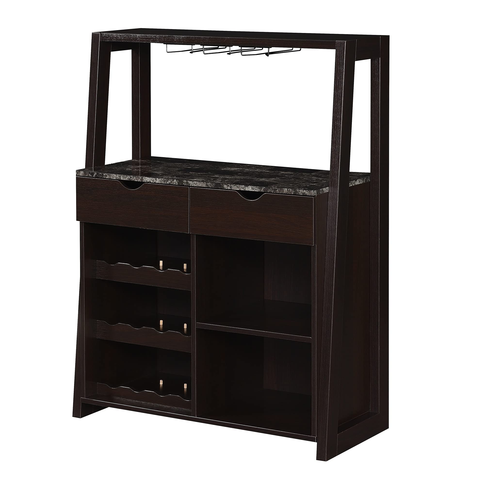 Ergode Uptown 2-Drawer Wine Storage Bar Cabinet with Shelves - Modern Wine Rack for Kitchen, Dining Room & Home Bar Organization