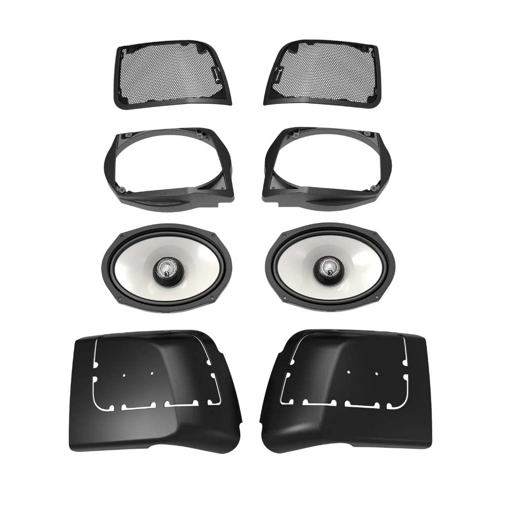 2014-2023 Harley Davidson® Cut In Lid Kit with Diamond Audio MSHXM692LK & HXM69F2 (2Ω) Speakers + MICRO2V2 2-Channel Class D Amplifier - Premium Motorcycle Audio Upgrade for Touring & Cruiser Bikes