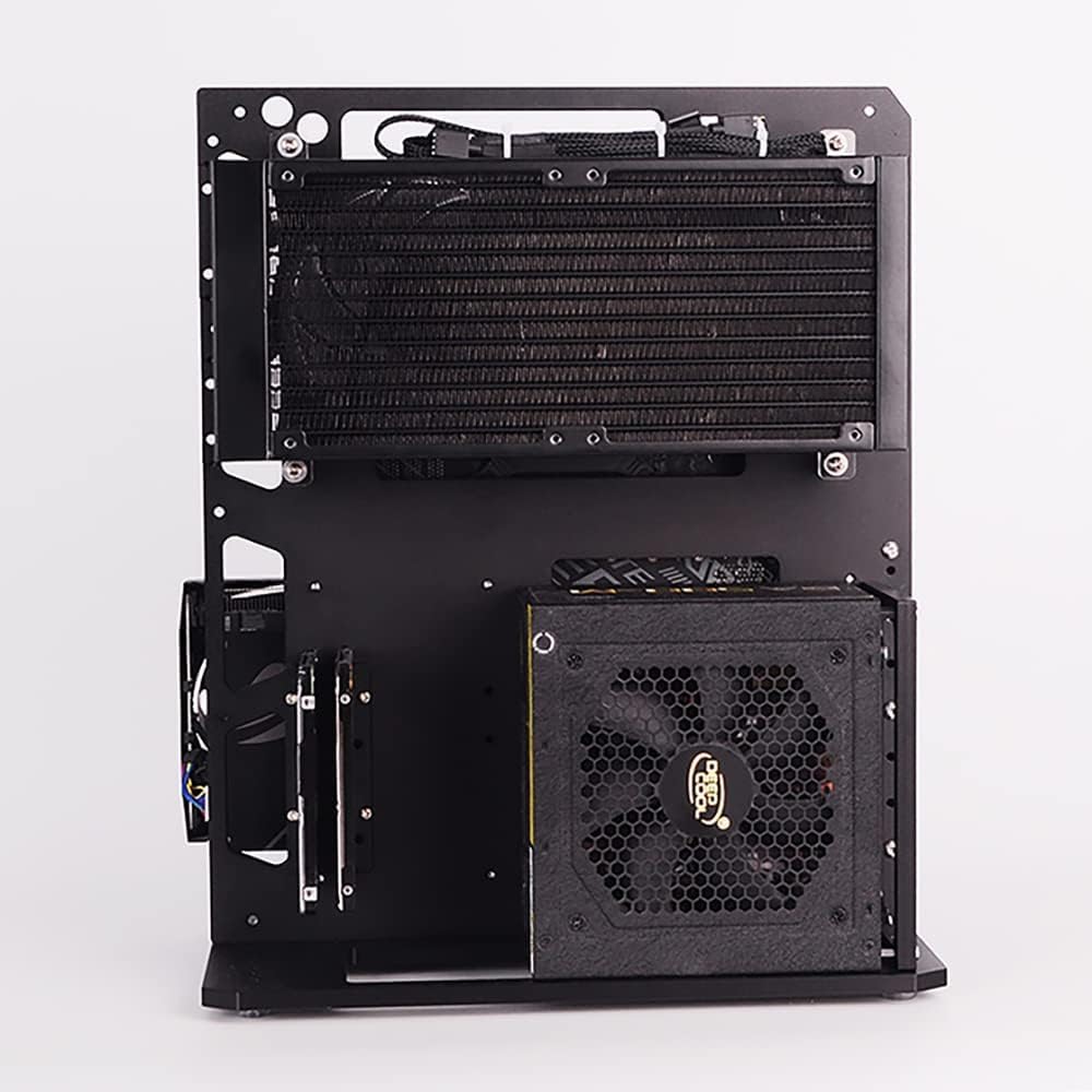 Aluminum Open Air PC Test Bench Case - Compatible with ATX, Micro-ATX & Mini-ITX Motherboards - Vertical Computer Chassis for Enhanced Cooling - Black Personalized Design for Gaming Rigs & Workstations