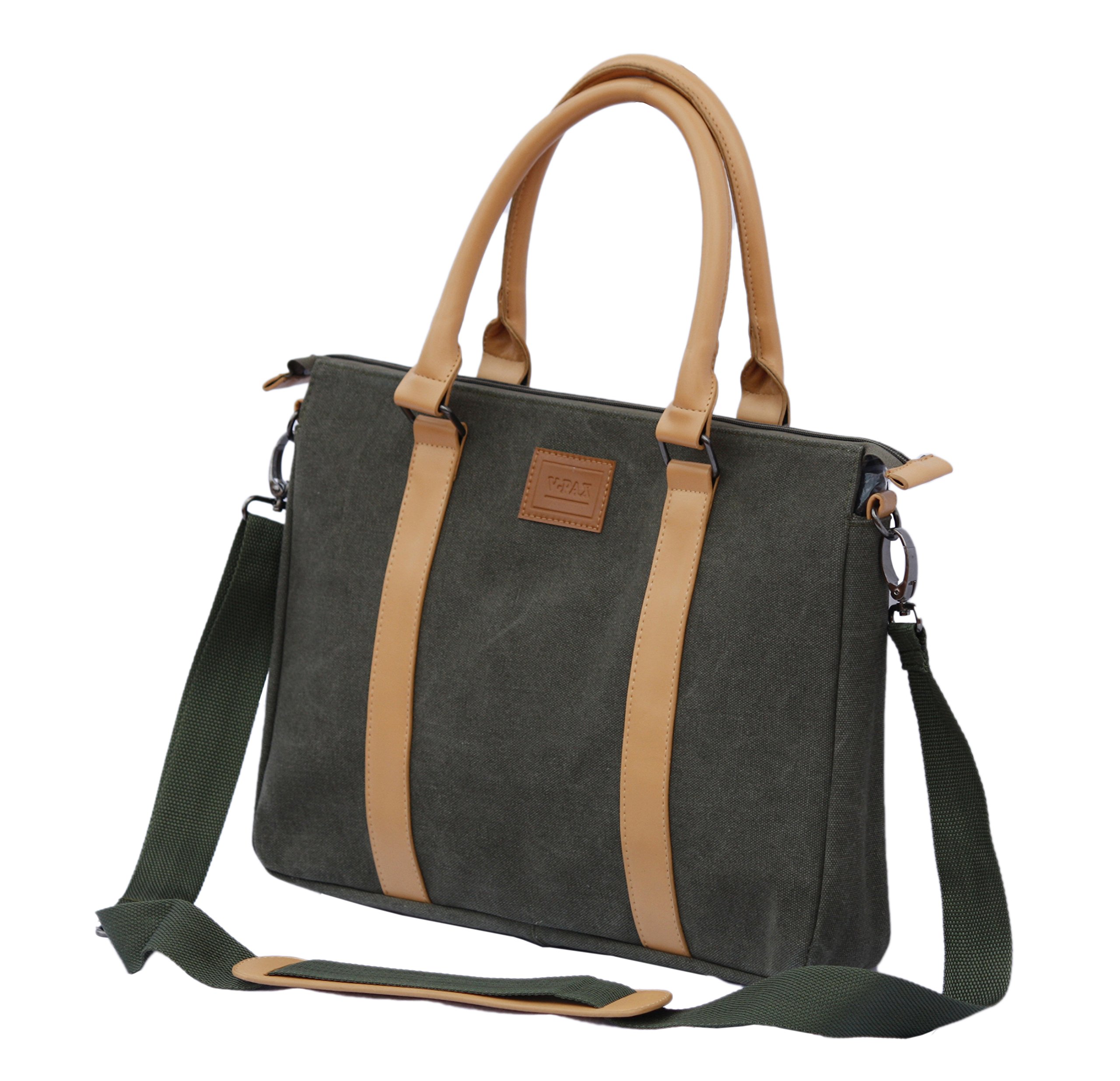 Durable 16 inch Canvas Laptop Briefcase for Men & Women - Water-Resistant Navy Blue Business Bag with USB Charging Port - Perfect for Office, Travel & Commuting