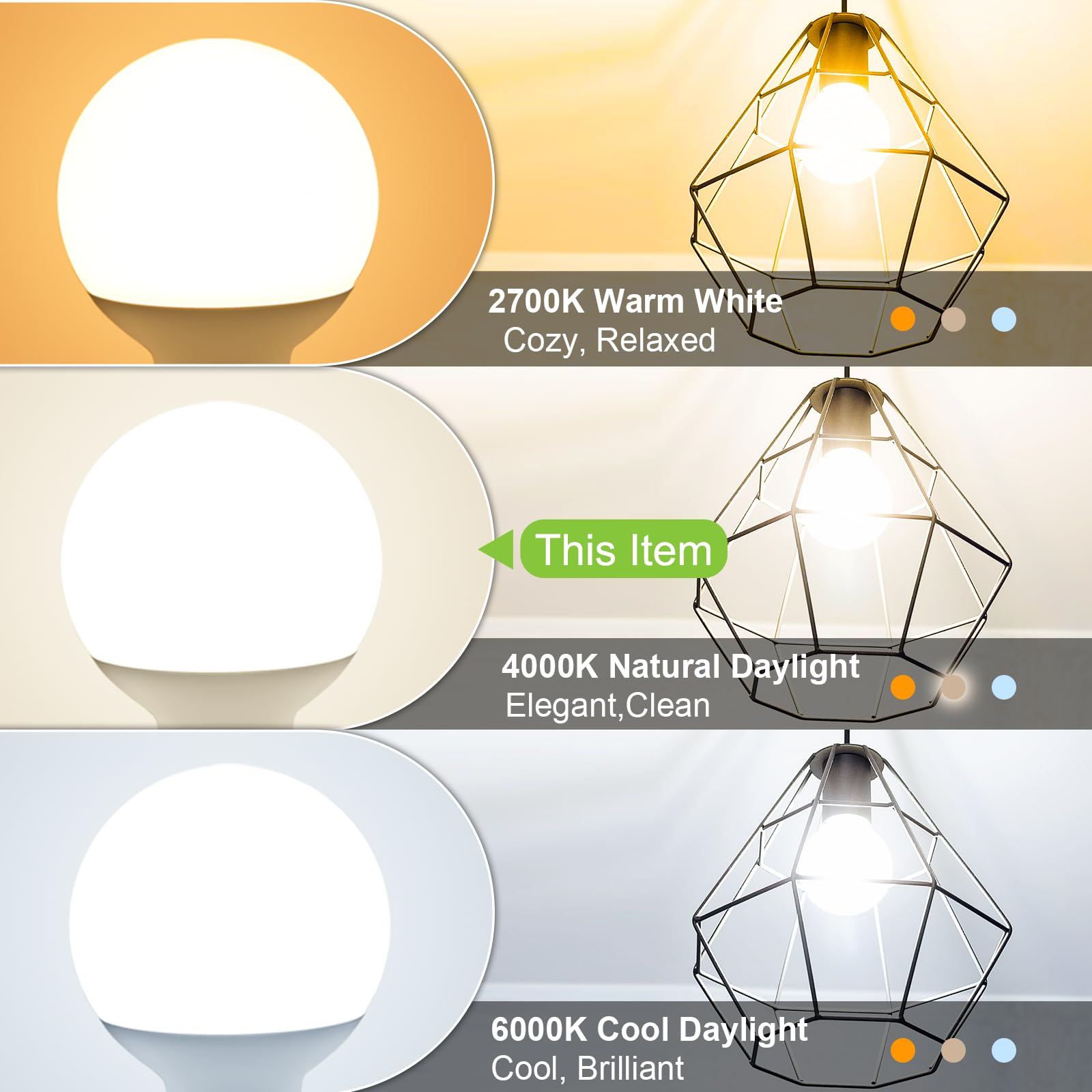 Winshine 8 Pack G25 LED Light Bulbs 4000K Natural Daylight, 5W (60W Equivalent) E26 Medium Base, 550LM, Non-Dimmable - Perfect for Bathroom Vanity, Makeup Mirror, and Home Decor Lighting