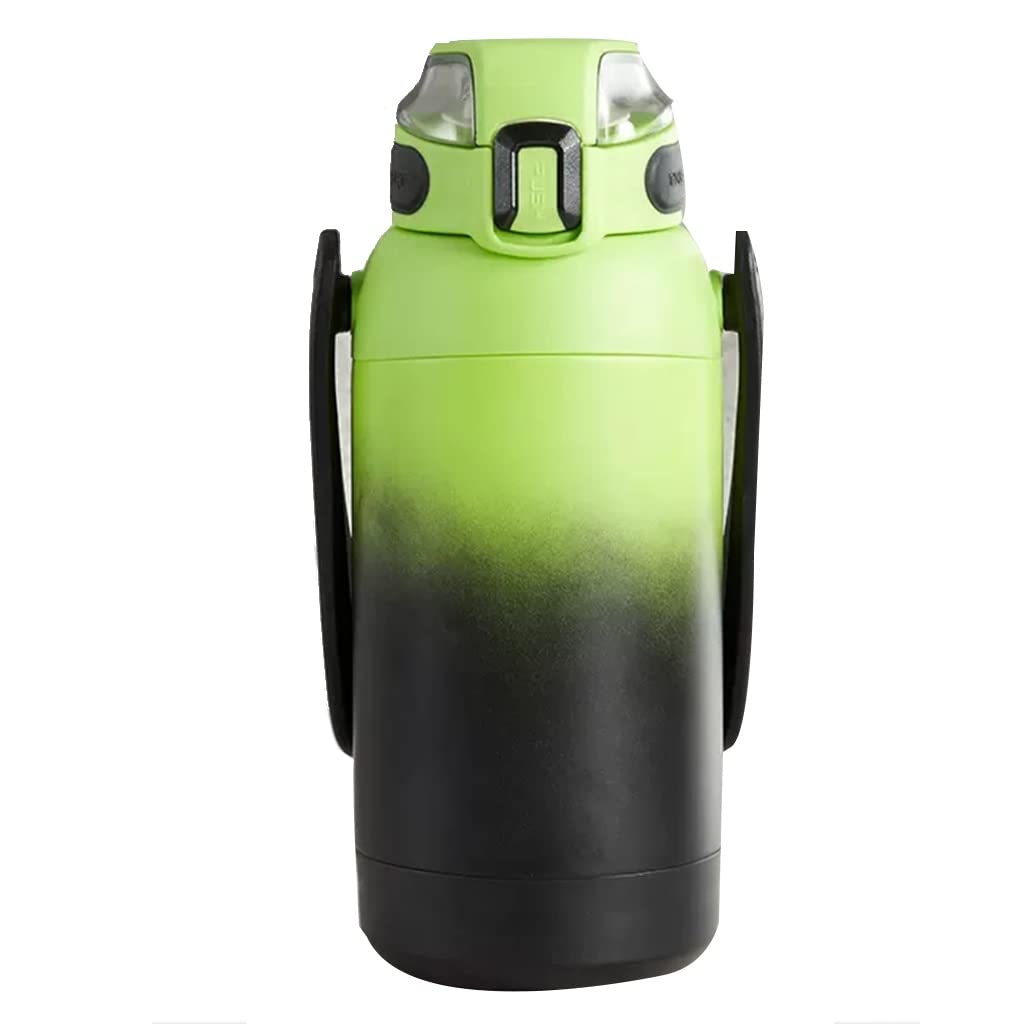 Insulated Sports Water Bottle with Straw & Large Handle - 1100ml Leak-Proof Thermos for Gym, Hiking, School & Travel - BPA-Free Green Reusable Hydration Bottle for Fitness & Outdoor Activities
