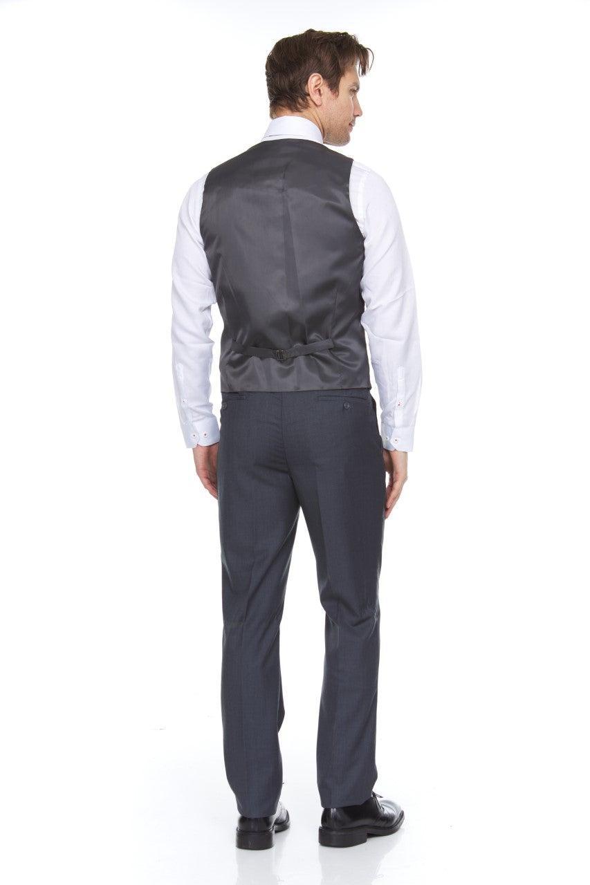 Ferera Collection Men's 3-Piece Modern Fit Gray Suit for Business, Weddings & Formal Events | Premium Slim Fit Suit Jacket, Vest & Pants Set