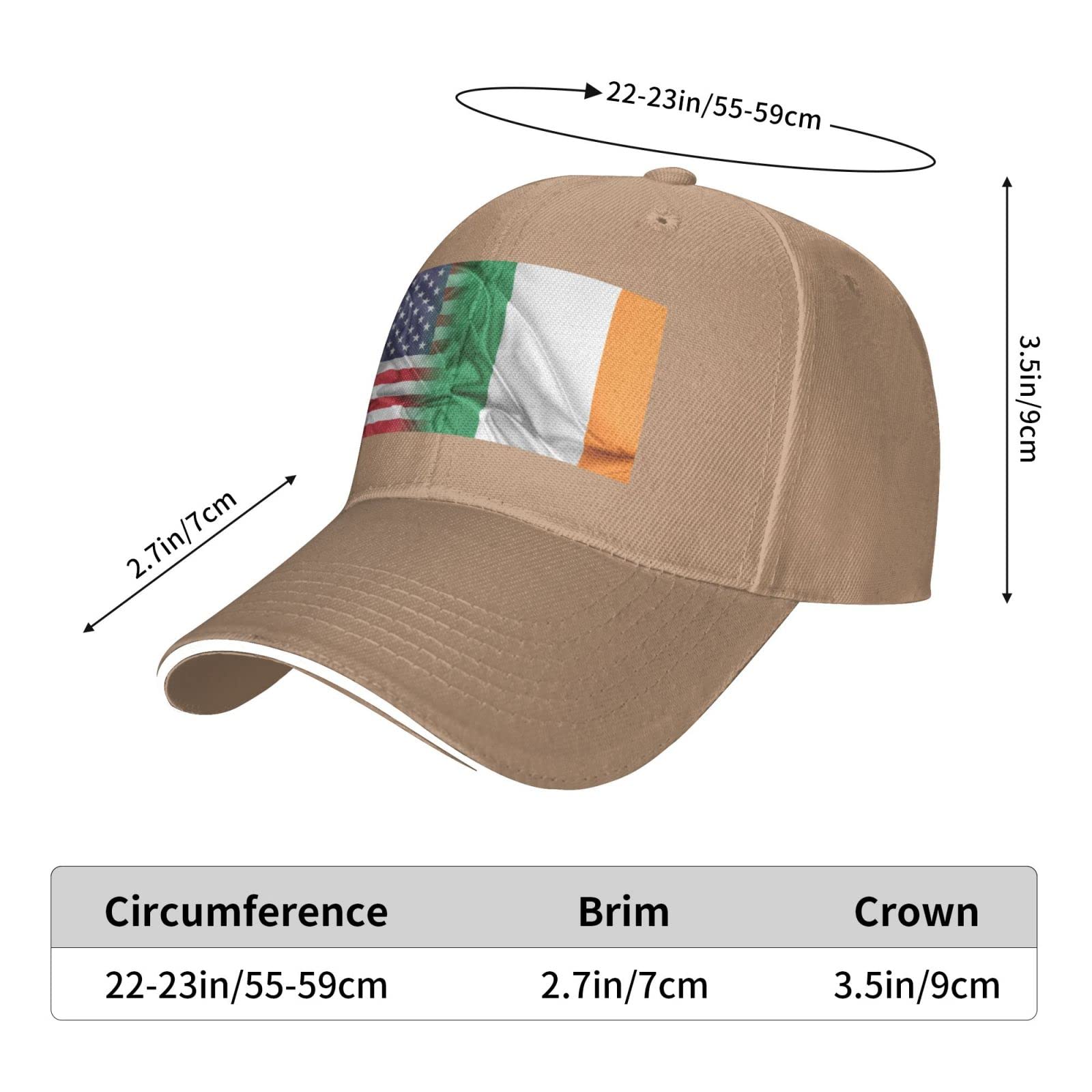 USA & Ireland Flag Baseball Golf Cap - Adjustable Trucker Hat for Outdoor Sports, Casual Wear & Patriotic Events - Custom Design Available