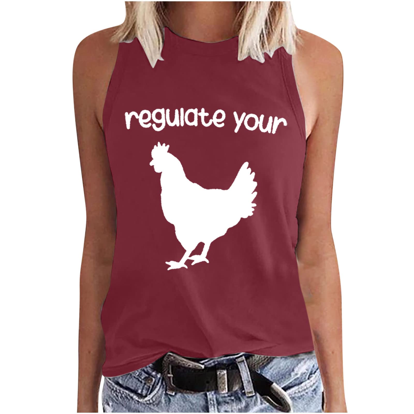 Women's Sexy Summer Graphic Printed Sleeveless Tank Top - Funny Letter Design Loose Casual Tee for Beach, Party & Everyday Wear