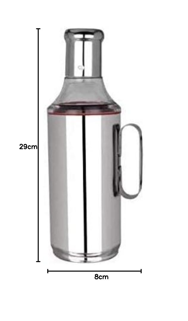 ATROCK® 1L (1000ml) Stainless Steel Oil Dispenser Bottle with Handle - Leakproof Kitchen Oil Container, Olive & Cooking Oil Pourer for Salad Dressing, Frying & Baking (Pack of 2)