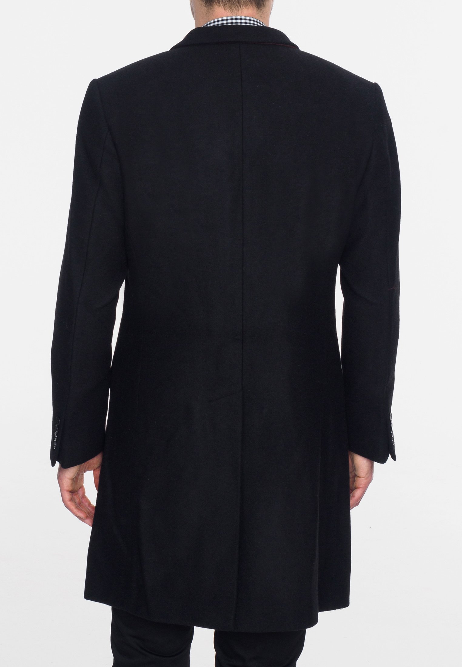 London Men's Black Walesby Overcoat Size 48 - Classic Wool Winter Coat for Business, Formal & Office Wear