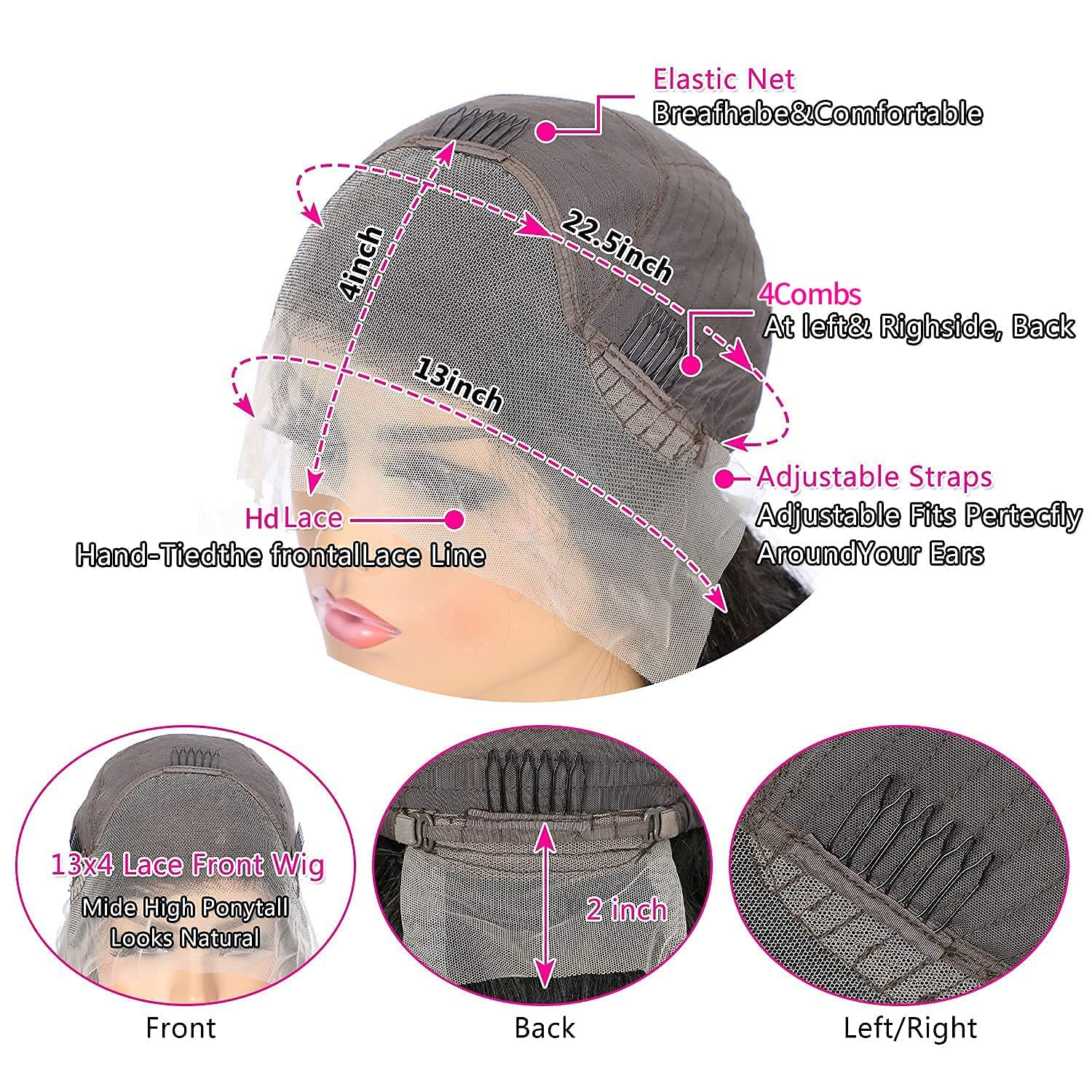 13x4 HD Lace Front Human Hair Wigs for Black Women - Glueless Kinky Curly Brazilian Wig with Pre-Plucked Hairline | Natural Color 24 Inch Curly Wig for Daily Wear, Parties & Special Occasions