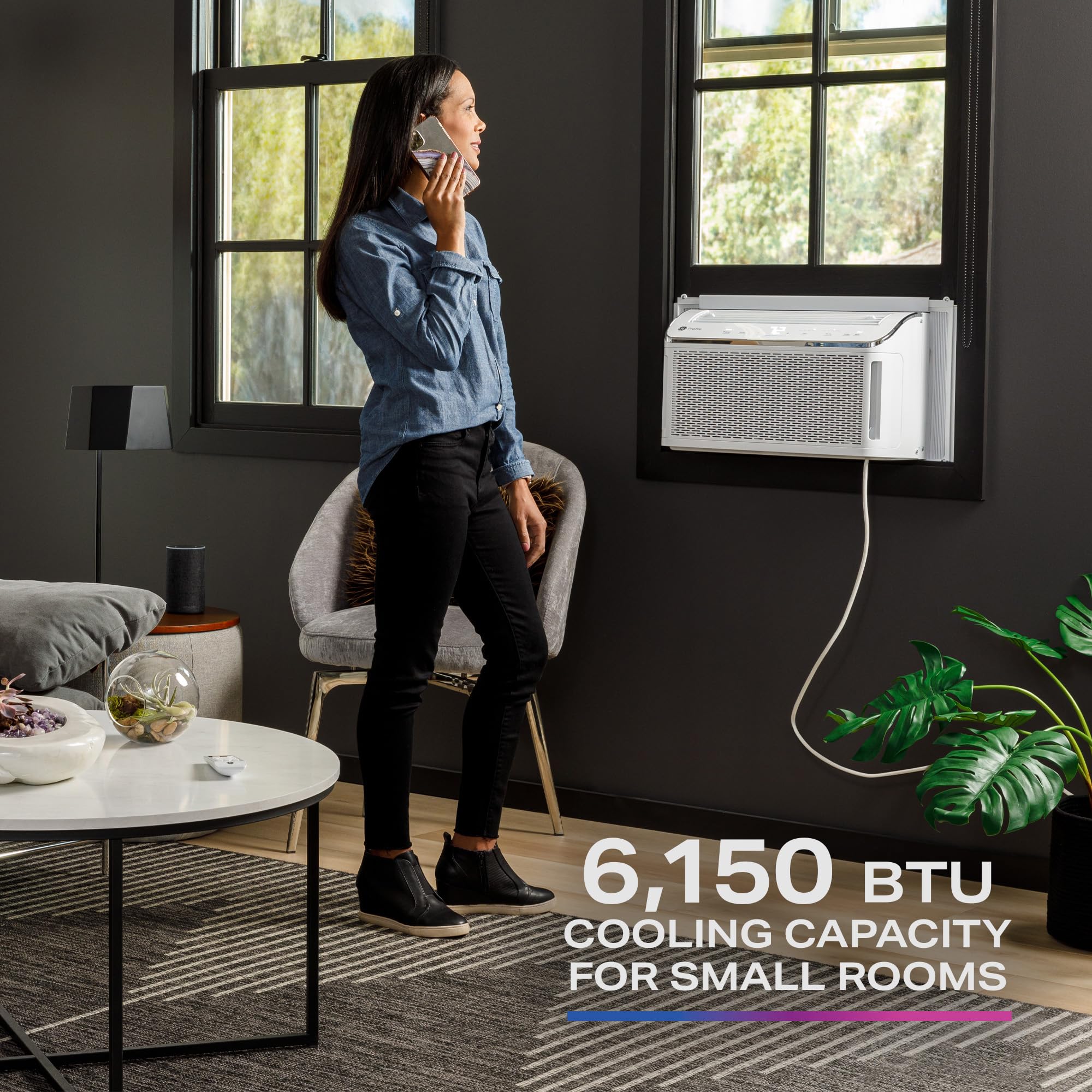 GE Profile Ultra Quiet 6,200 BTU WiFi Window Air Conditioner - Smart Cooling for Small Rooms (12x14 ft) with Easy Installation Kit | Perfect for Bedrooms, Home Offices & Apartments | Energy Efficient White Window AC Unit