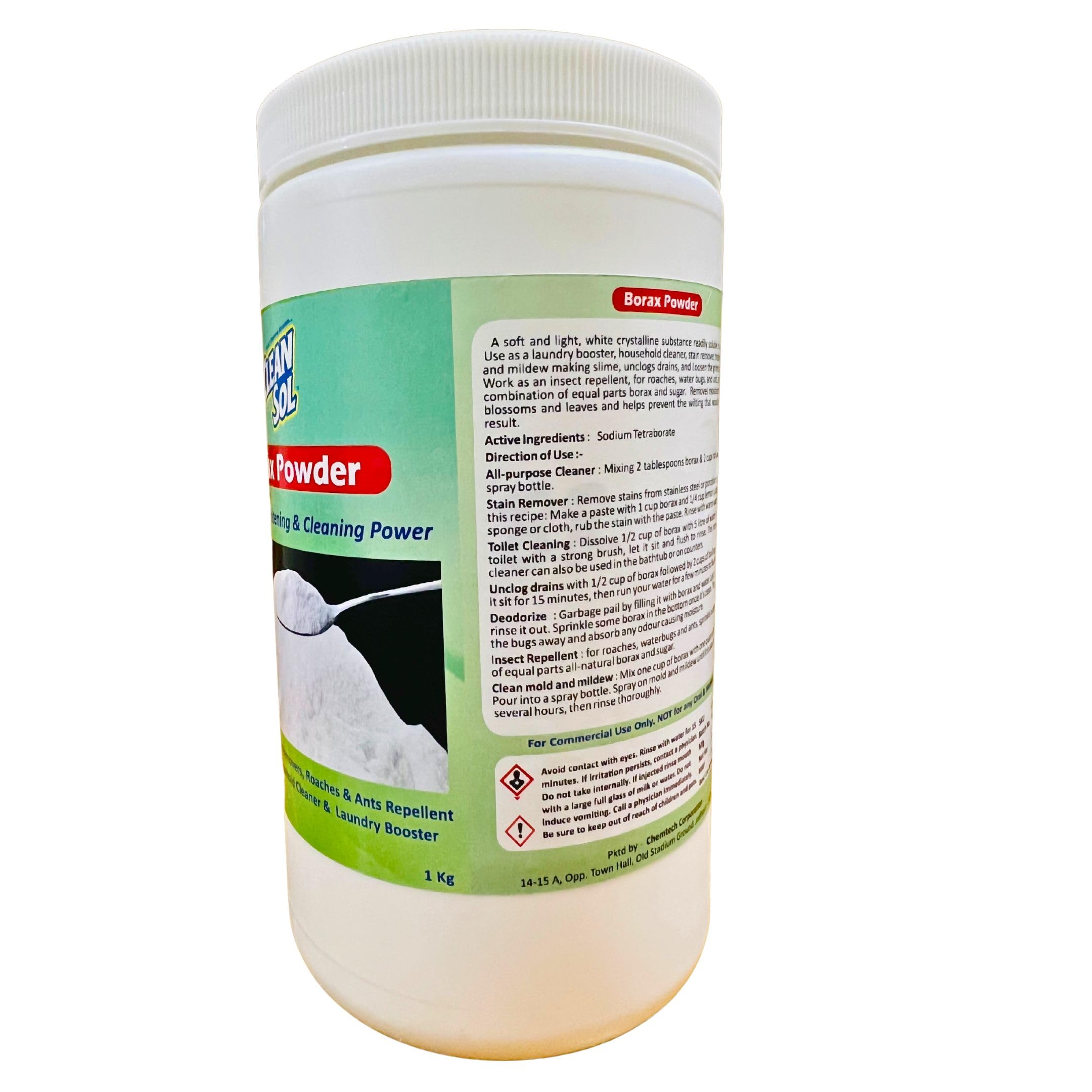 Cleansol Borax Powder - 1 Kg | Natural Cleaning Agent & Slime Making Ingredient | Multi-Purpose for Laundry, DIY Crafts & Household Cleaning