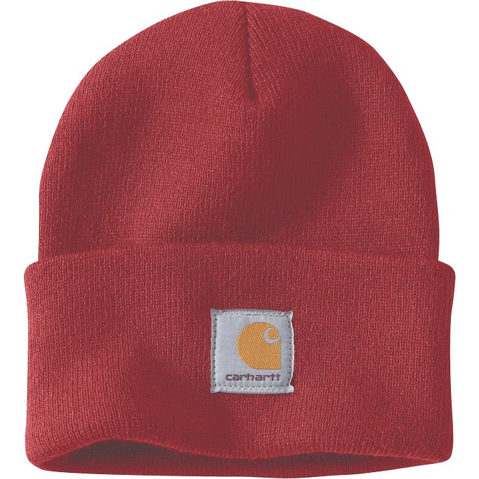 Carhartt Knit Cuffed Beanie for Men & Women - Warm Winter Hat in Red - Perfect for Outdoor Activities, Skiing, and Cold Weather Protection