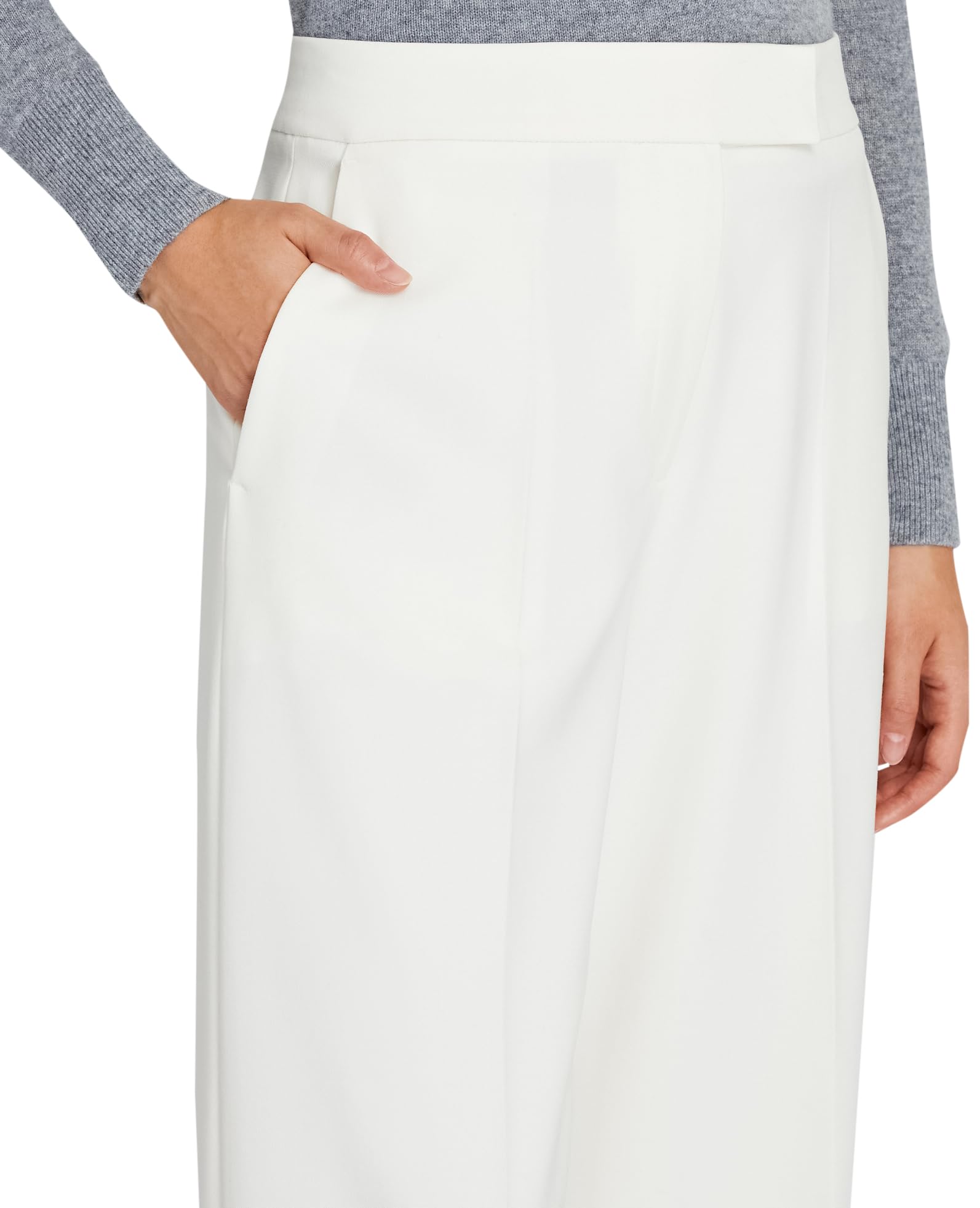 Club Monaco Women's Wide Leg Borrem Pants - High Waisted Linen Blend Trousers for Casual & Office Wear | Summer Comfort Stretch Fabric | Perfect for Business Casual, Travel & Weekend Outings