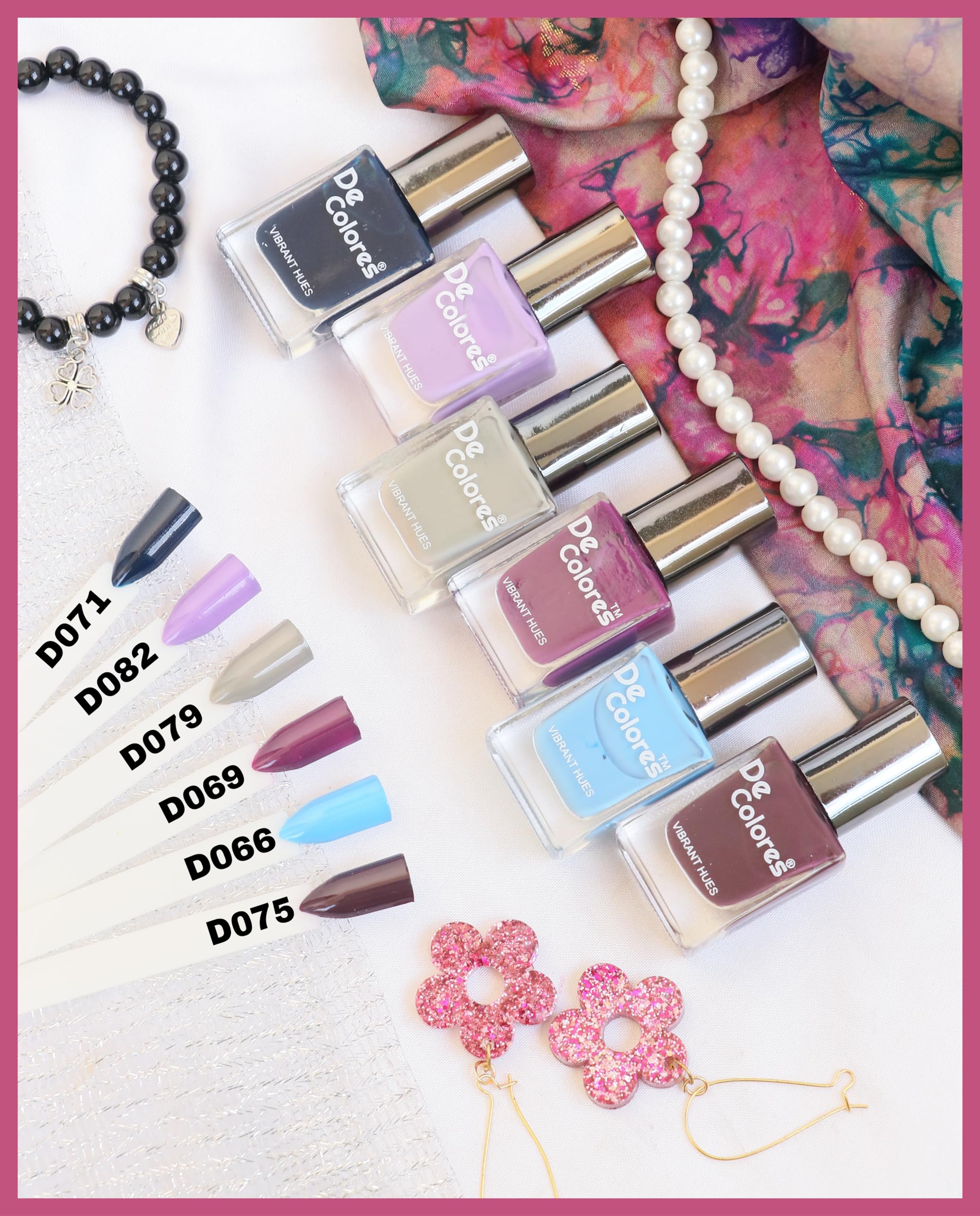 De Colores Glossy Nail Polish - Pastel Collection (6 Pack, 9.9ml Each) | Long-Lasting Vegan Nail Lacquer for Spring & Summer Manicures, Pedicures, and Nail Art