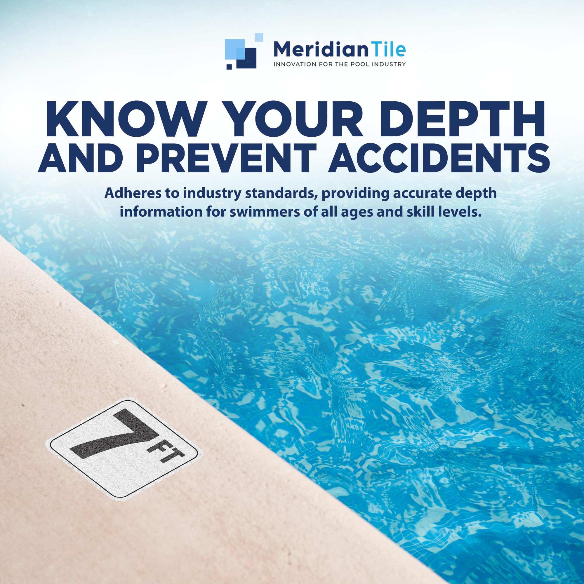 7FT Pool Depth Markers - 6x6 Inches Vinyl Adhesive Stickers with 4