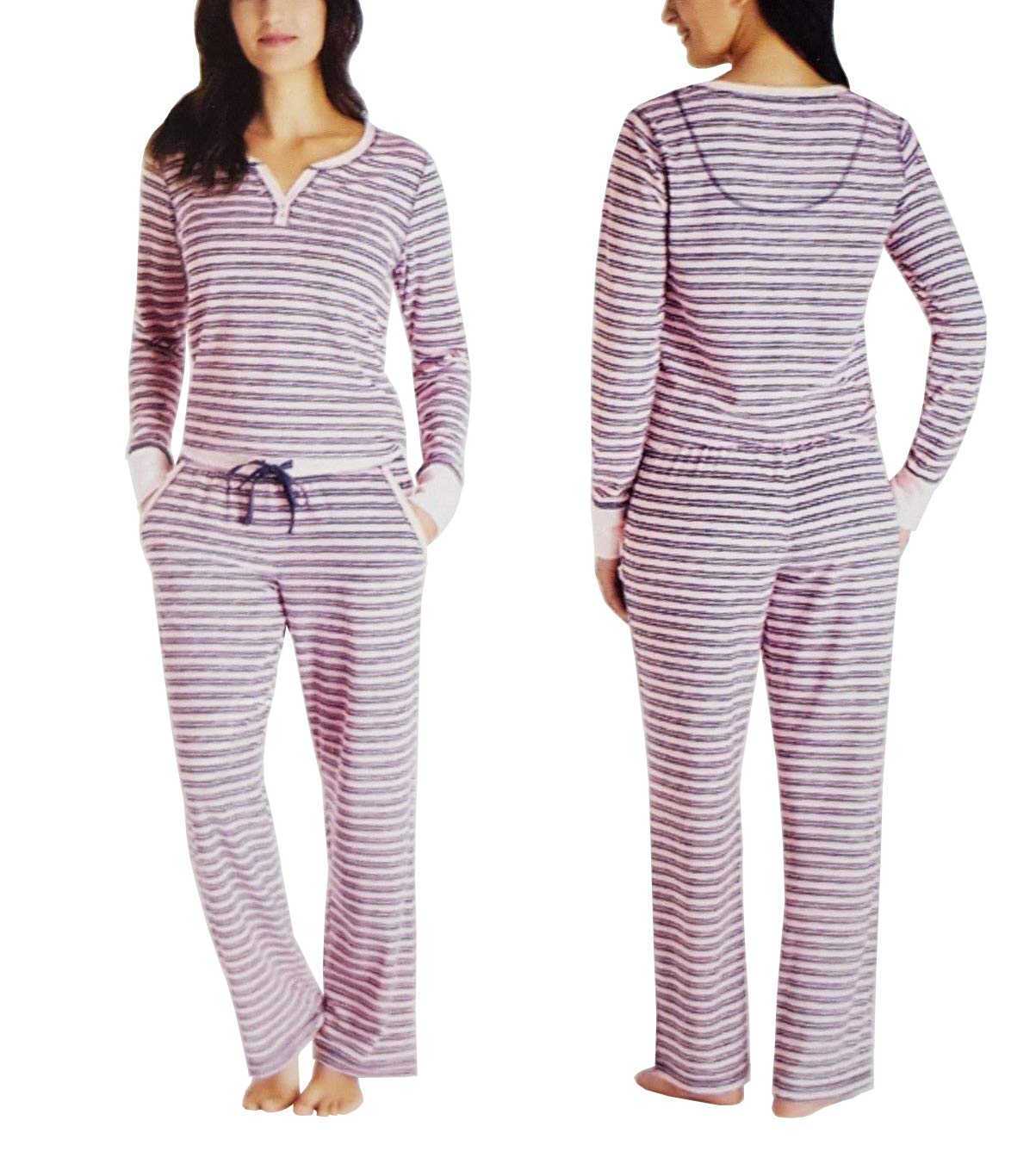 Nautica Women's 2-Piece Fleece Pajama Set - Cozy Sleepwear Loungewear (Pink Stripe, XXL) for Winter Nights & Relaxing at Home