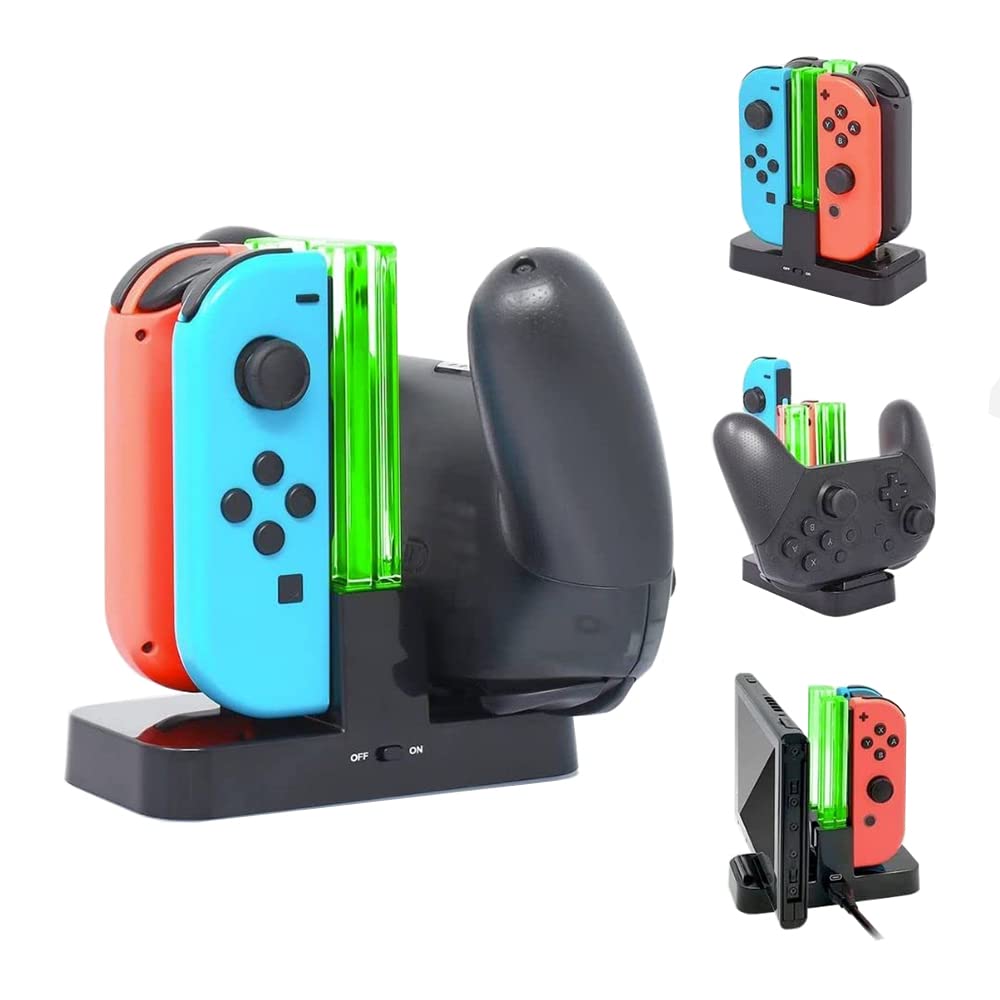 Navor Controller Dock Stand - Joy-Con & Pro Controller Charging Dock for Nintendo Switch - Fast USB-C Charging Station with LED Indicators - Perfect for Gaming, Multiplayer & Travel Accessories