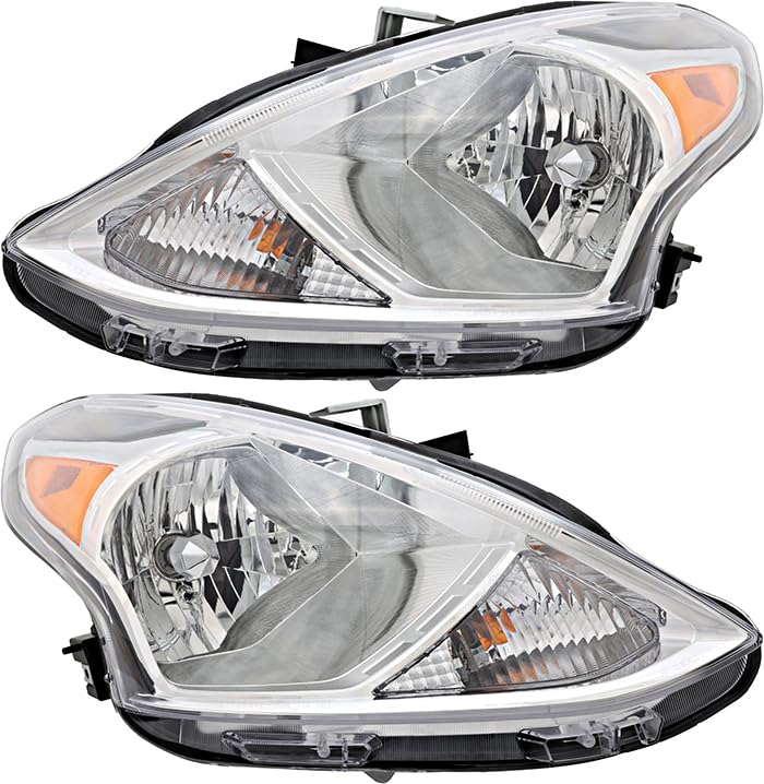2015-2019 Nissan Versa Sedan Halogen Headlight Assembly - Complete Driver & Passenger Side Replacement Kit for Improved Night Visibility | Perfect for Daily Commuting, Road Trips and Night Driving Safety