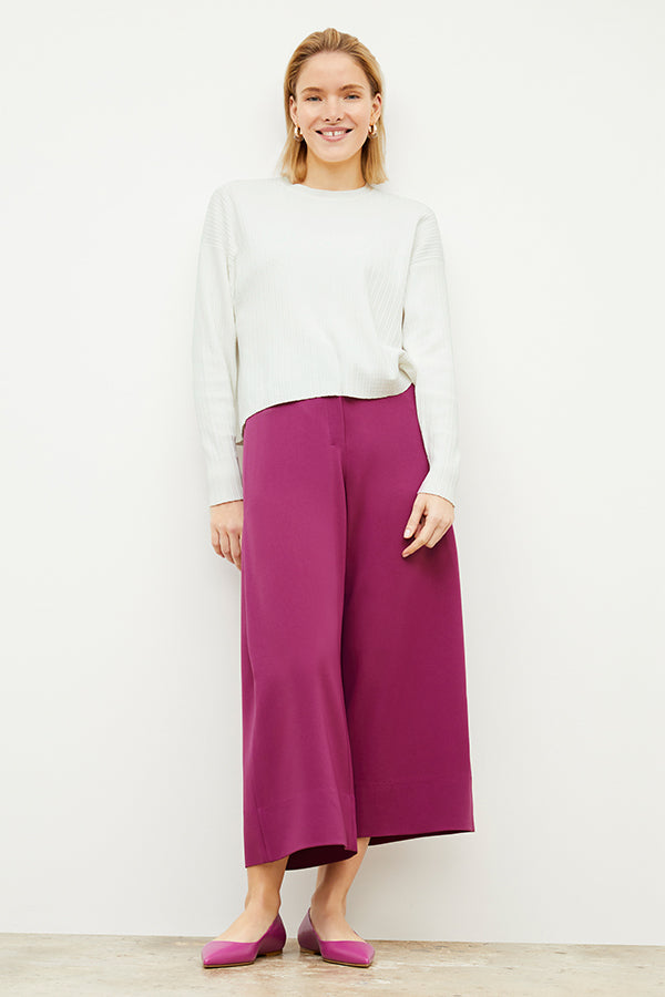 Eco-Friendly Heavy Crepe Culotte Pants in Berry Color - Perfect for Casual Wear, Office Outfits & Sustainable Fashion