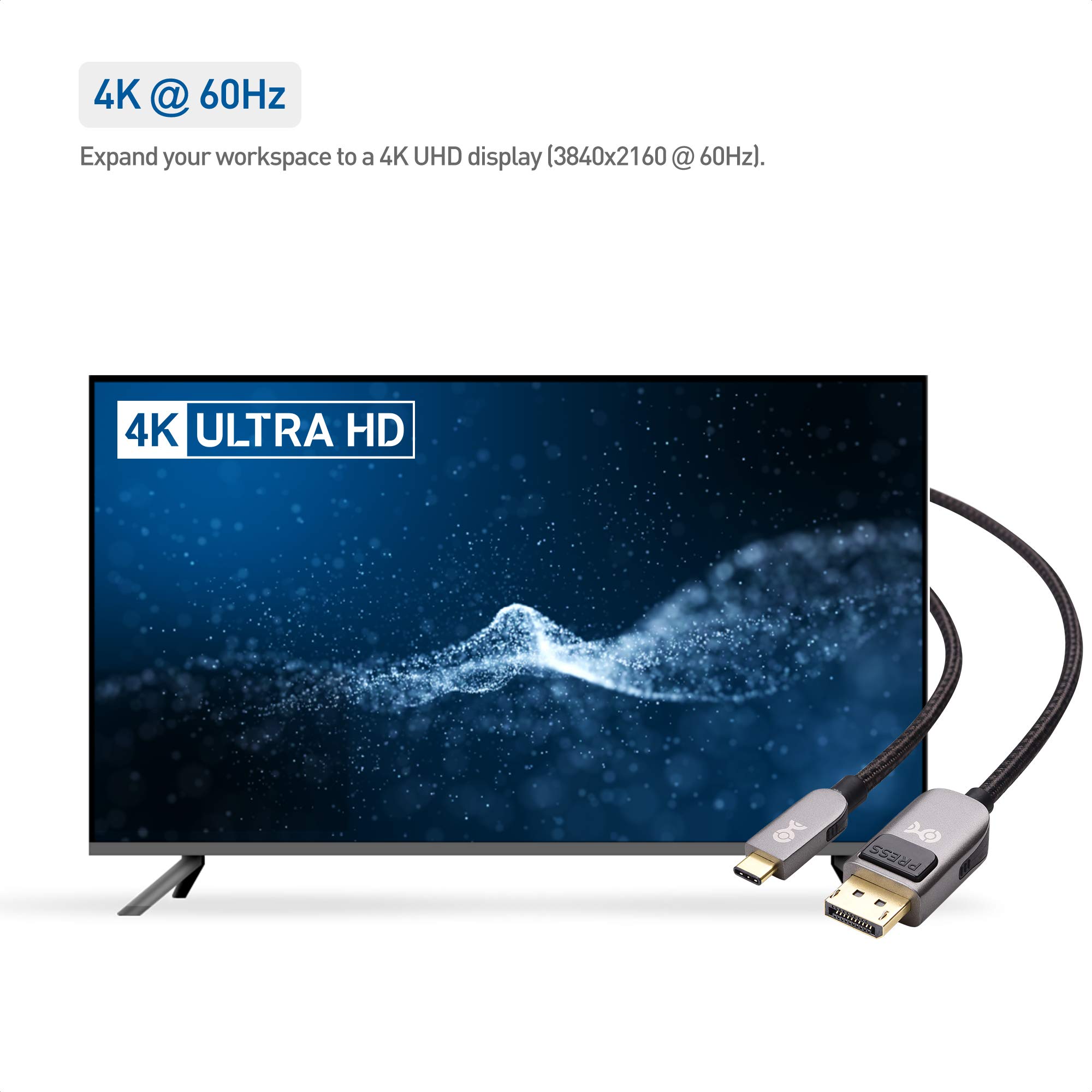 Premium 6ft USB-C to DisplayPort Cable 4K@60Hz - Cable Matters Pro Series (Velvet Black) for Gaming, Home Office & 4K Monitor Setup