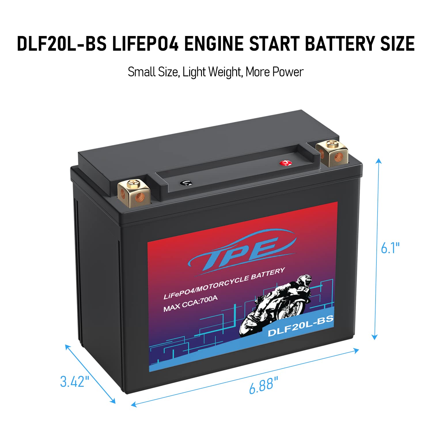 TPE Lithium Motorcycle Scooter Battery LiFePO4 12.8V 9AH 700CCA with Smart BMS - 2500-8000 Life Cycles | High-Performance Engine Start Battery for Electric Bikes, ATVs & Powersports | Reliable Power Solution for Commuting & Outdoor Adventures