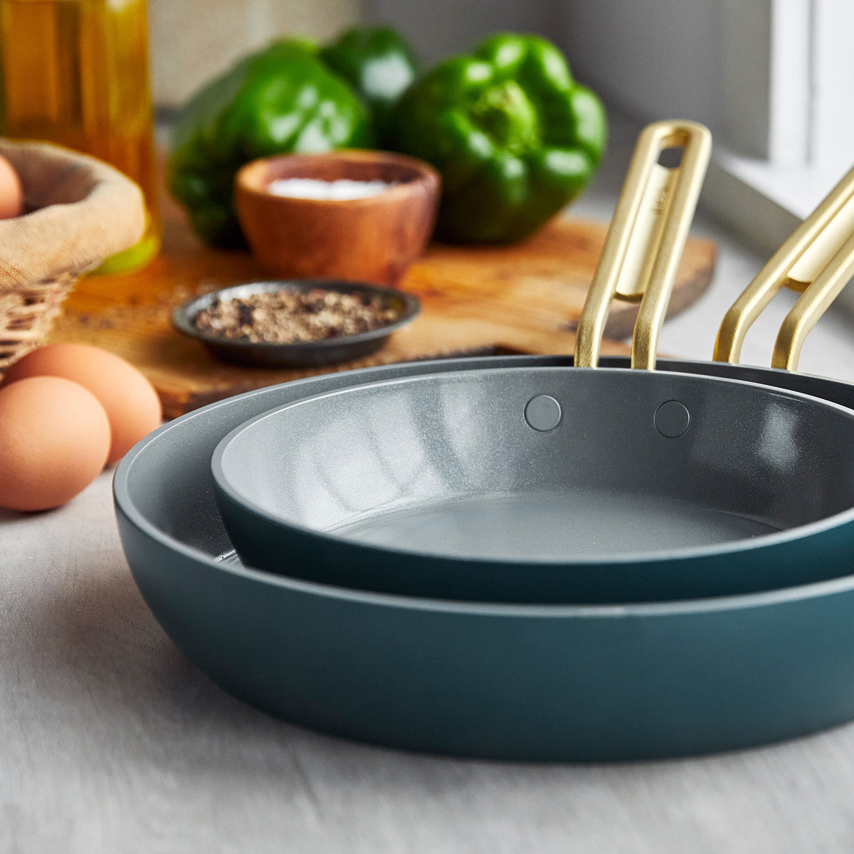 Stanley Tucci™ Ceramic Nonstick 8 & 10 Inch Fry Pan Set - Venetian Teal | Non-Toxic Cookware for Healthy Cooking | Perfect for Sautéing, Frying & Everyday Meals