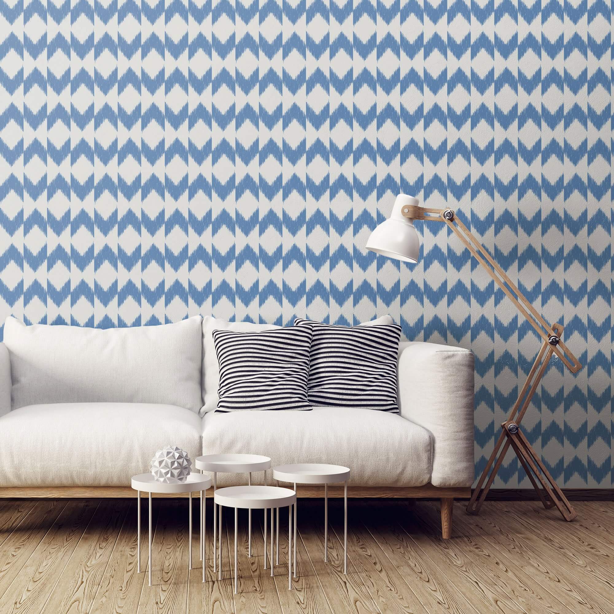 Blue Ikat Geometric Peel and Stick Removable Wallpaper 5475 - Self-Adhesive Wall Decor for Bedroom, Living Room & Nursery - Easy to Install & Remove