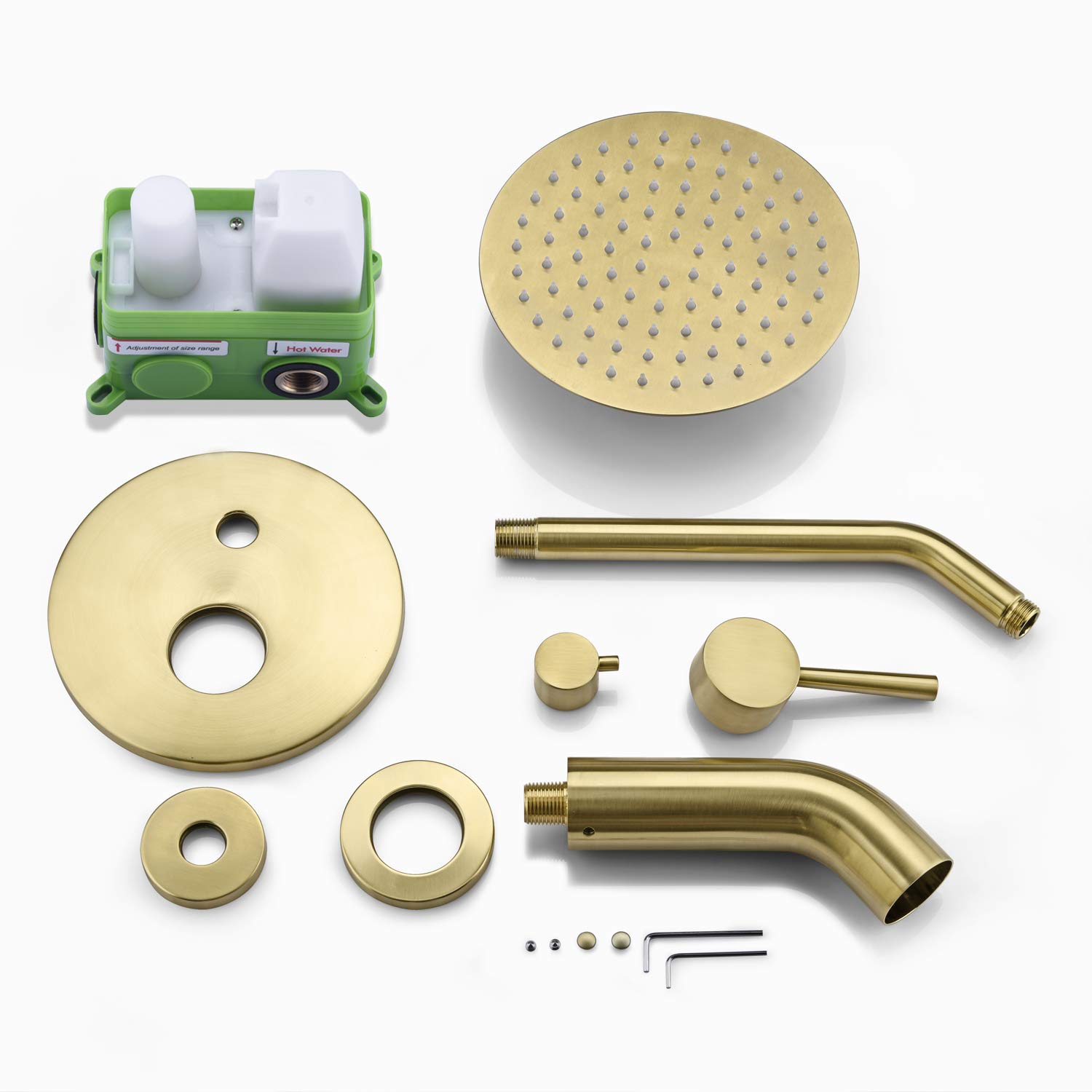 Premium Brushed Gold Rain Shower and Tub Faucet Set - 8