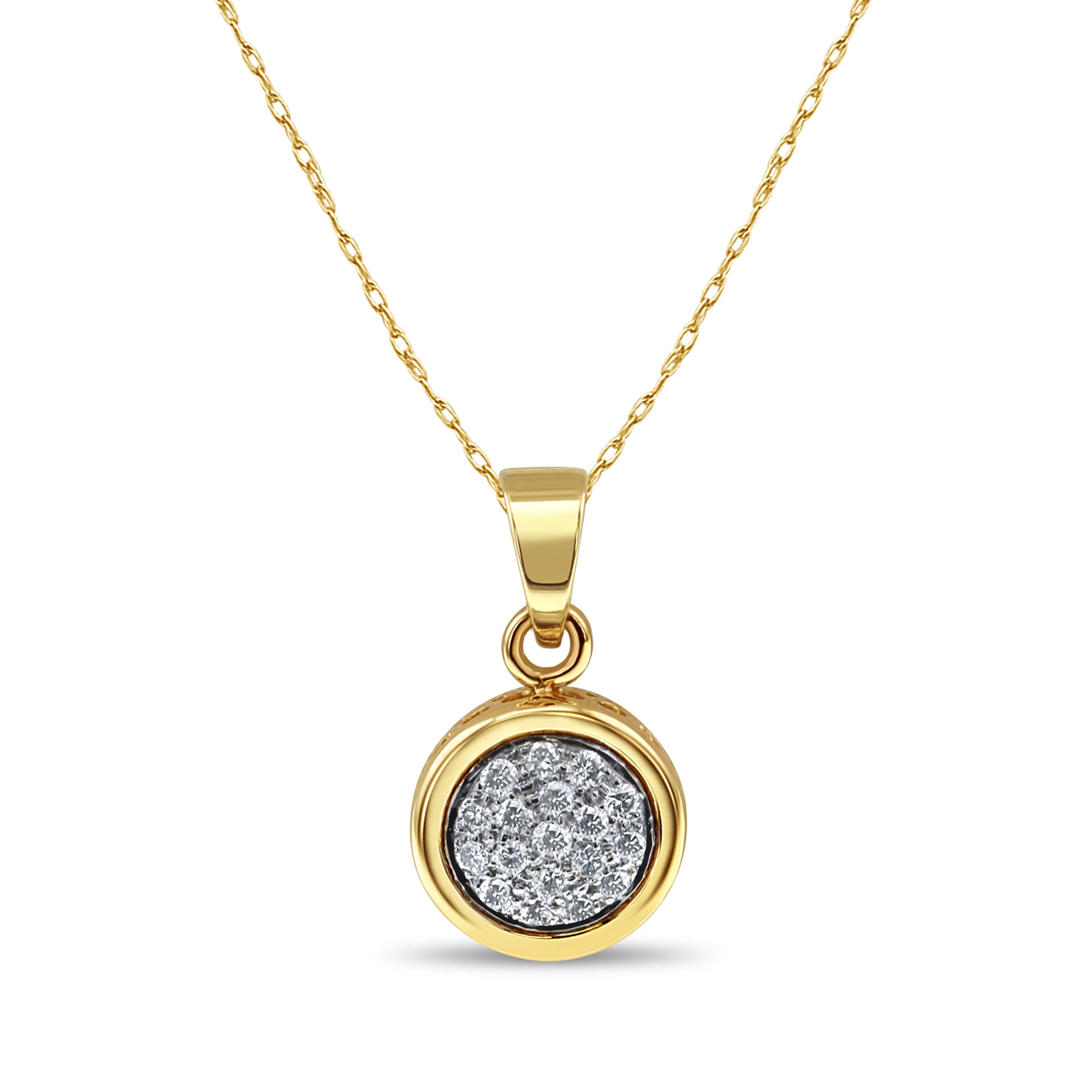 0.5 Carat Diamond Pave Circle Pendant Necklace in 14K Yellow Gold - Perfect for Weddings, Anniversaries & Special Occasions