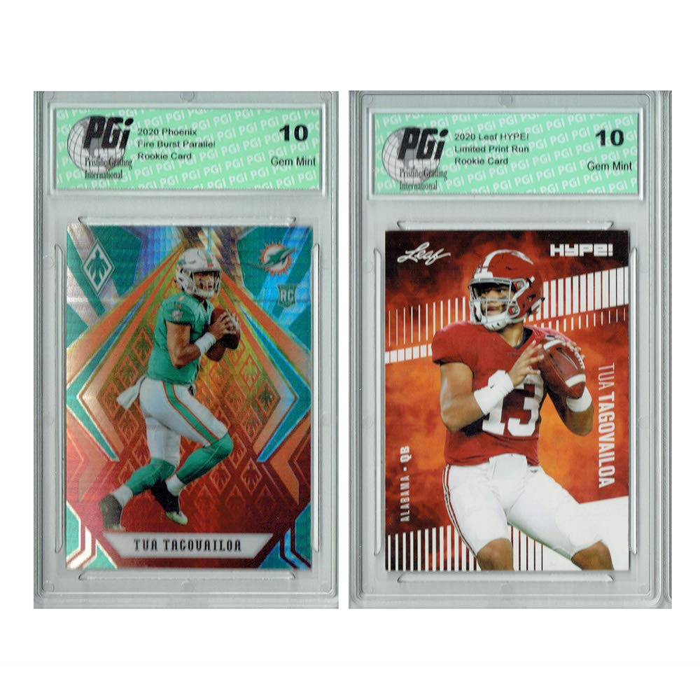 Tua Tagovailoa 2020 Phoenix #102 Fire Burst Rookie Card Lot - PGI 10 Graded - Miami Dolphins Collectible - Perfect for Sports Memorabilia Collections and NFL Fan Displays